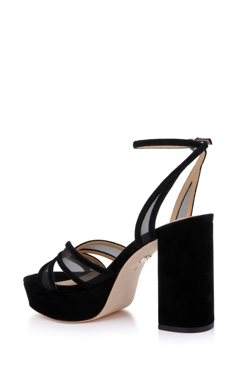 Black Suede | Yohana Platform Ankle Strap Sandal Back Side