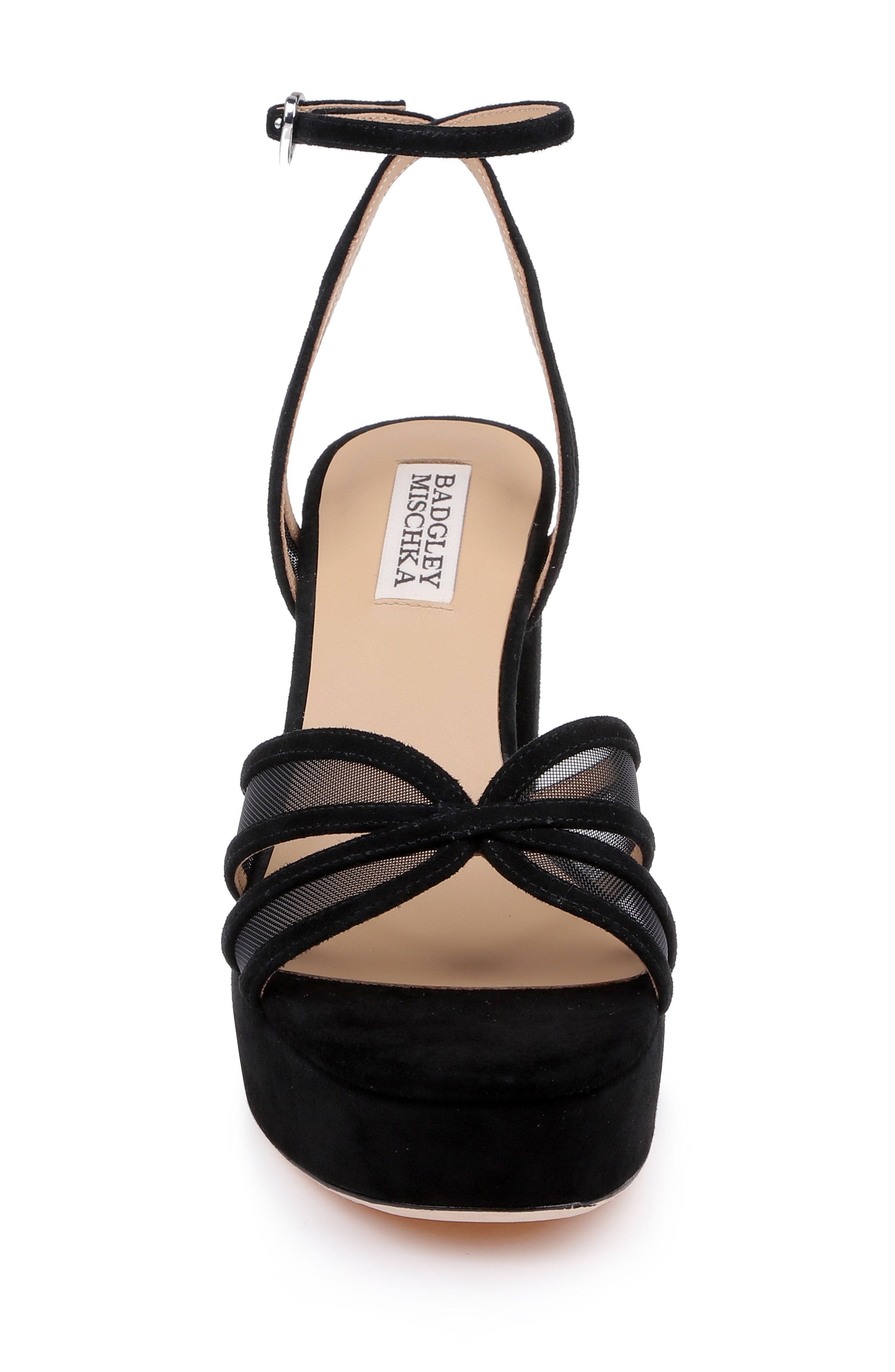 Black Suede | Yohana Platform Ankle Strap Sandal Front