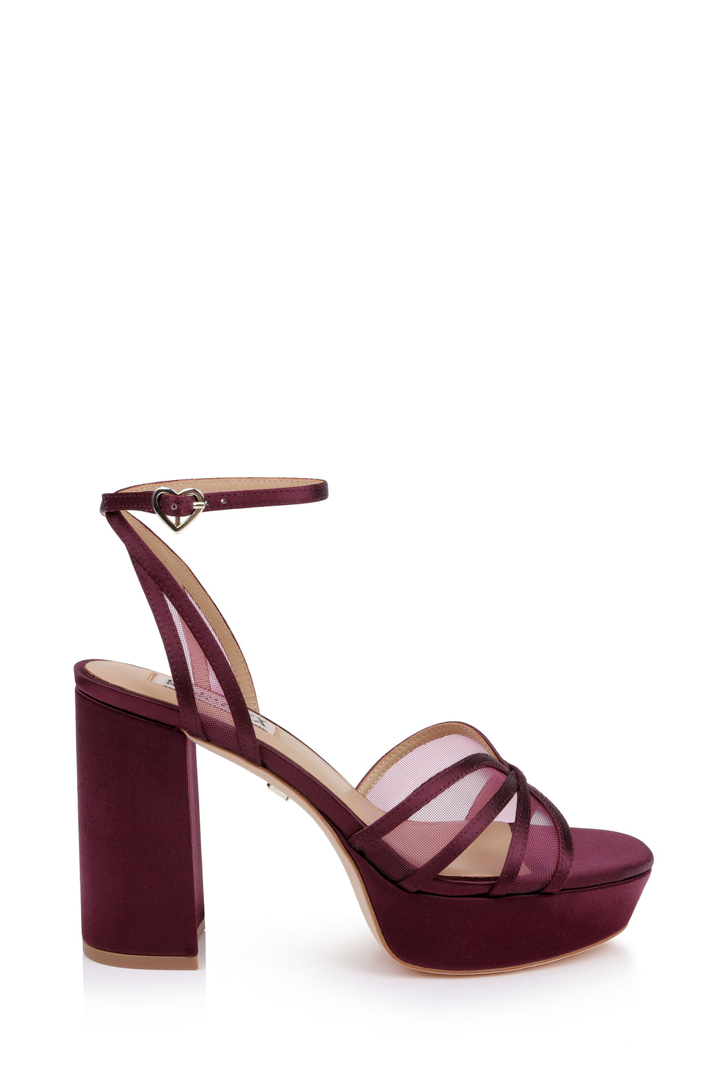 Cherry Satin | Yohana Platform Ankle Strap Sandal Side