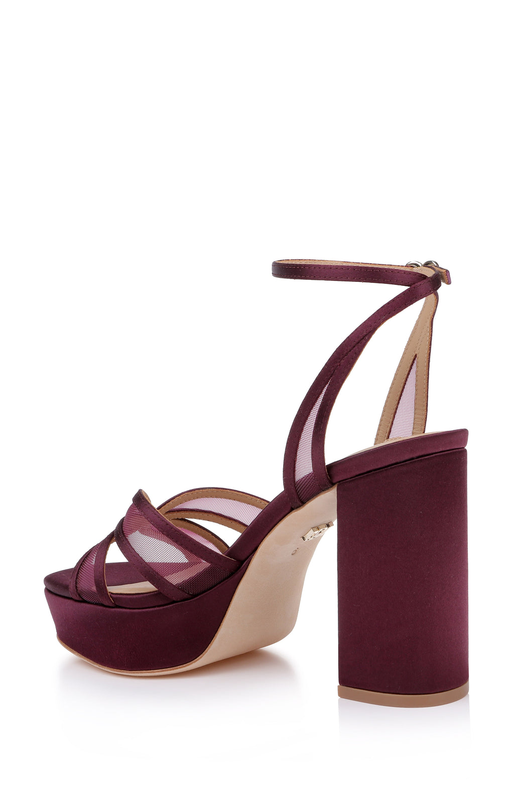 Cherry Satin | Yohana Platform Ankle Strap Sandal Back Side