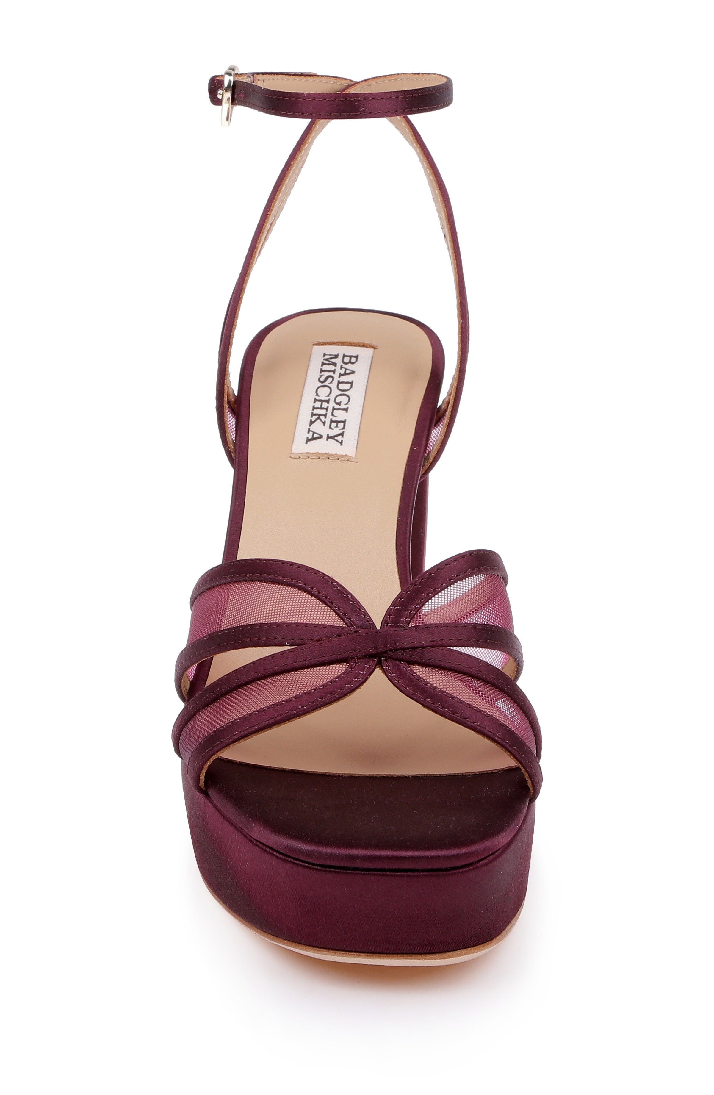 Cherry Satin | Yohana Platform Ankle Strap Sandal Front