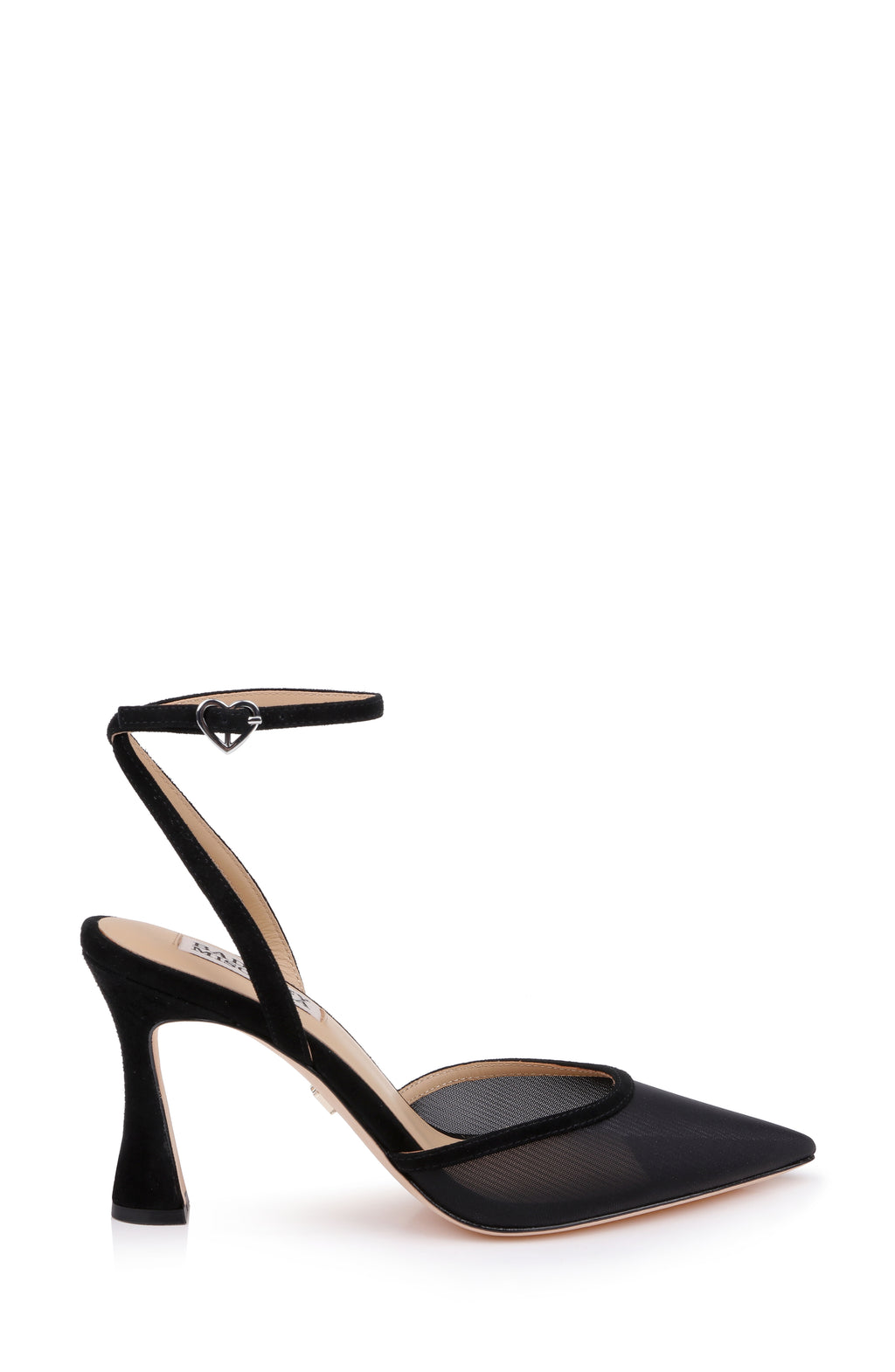 Black Suede | Yordan Mesh Ankle Strap Pump Side