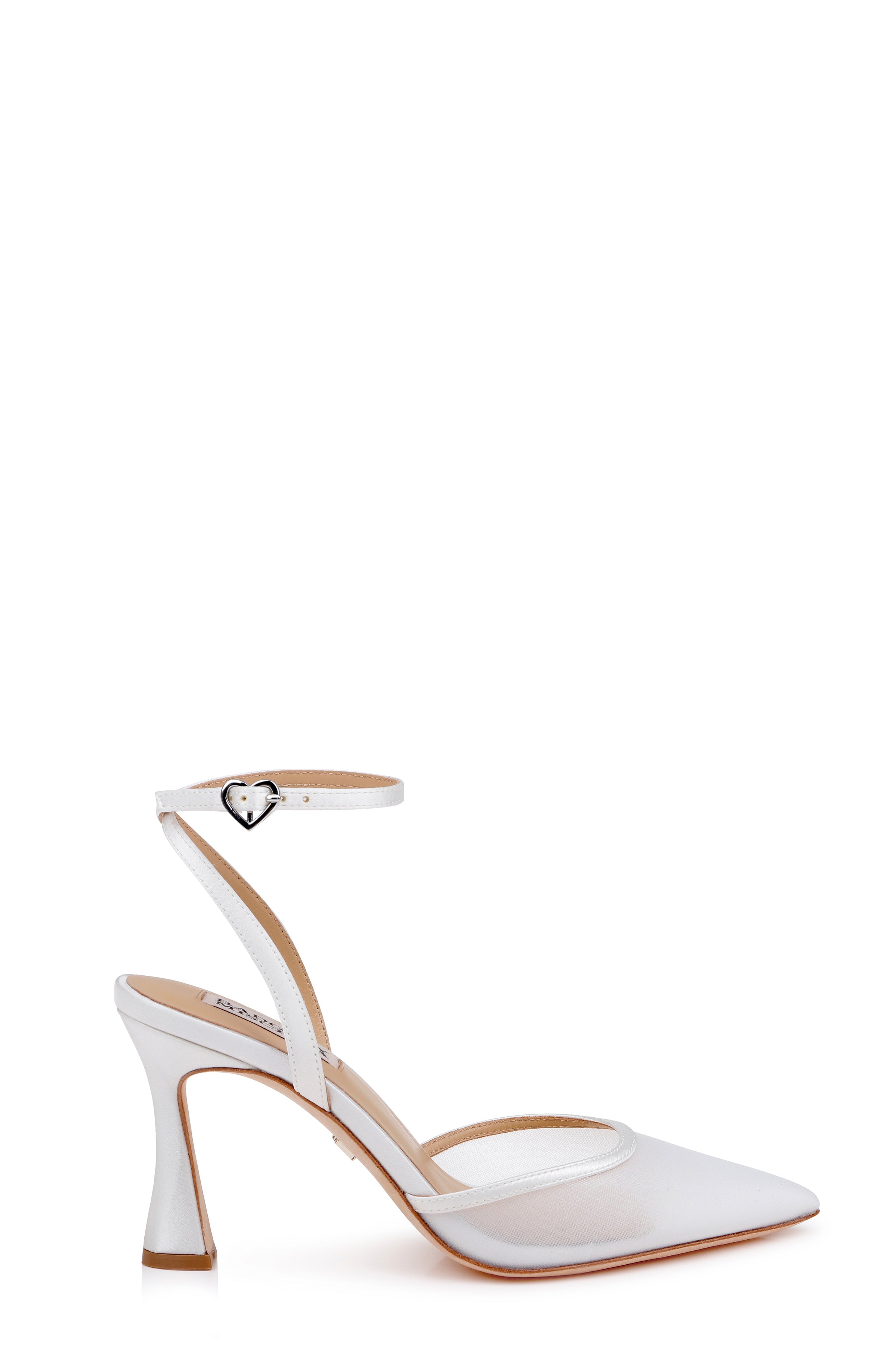 White Satin | Yordan Mesh Ankle Strap Pump Side