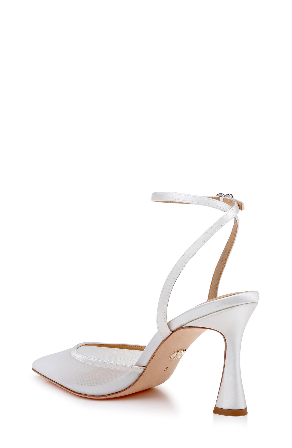 White Satin | Yordan Mesh Ankle Strap Pump Back Side