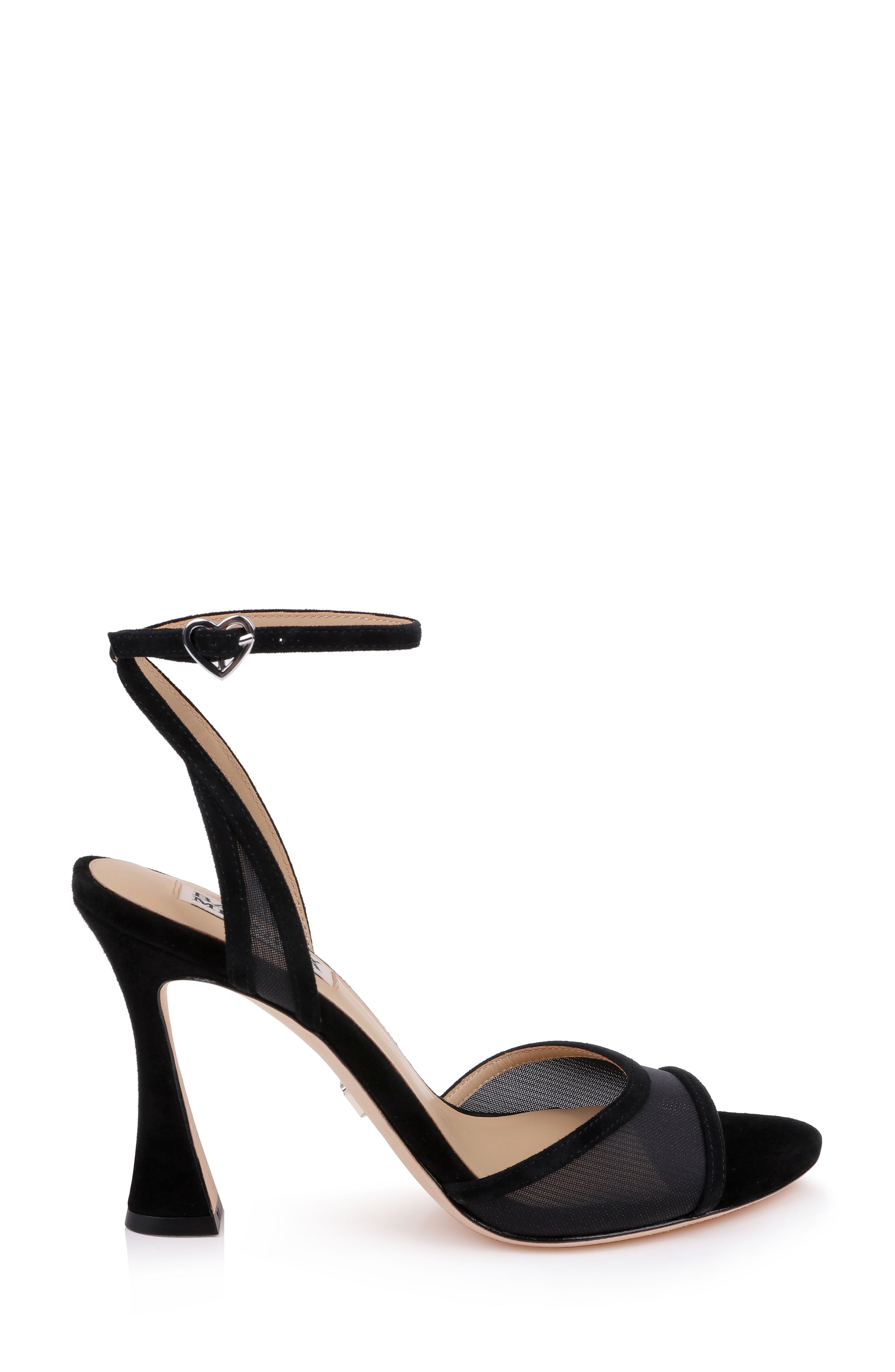 Black Suede | Ysabel Mesh Ankle Strap Sandal Side