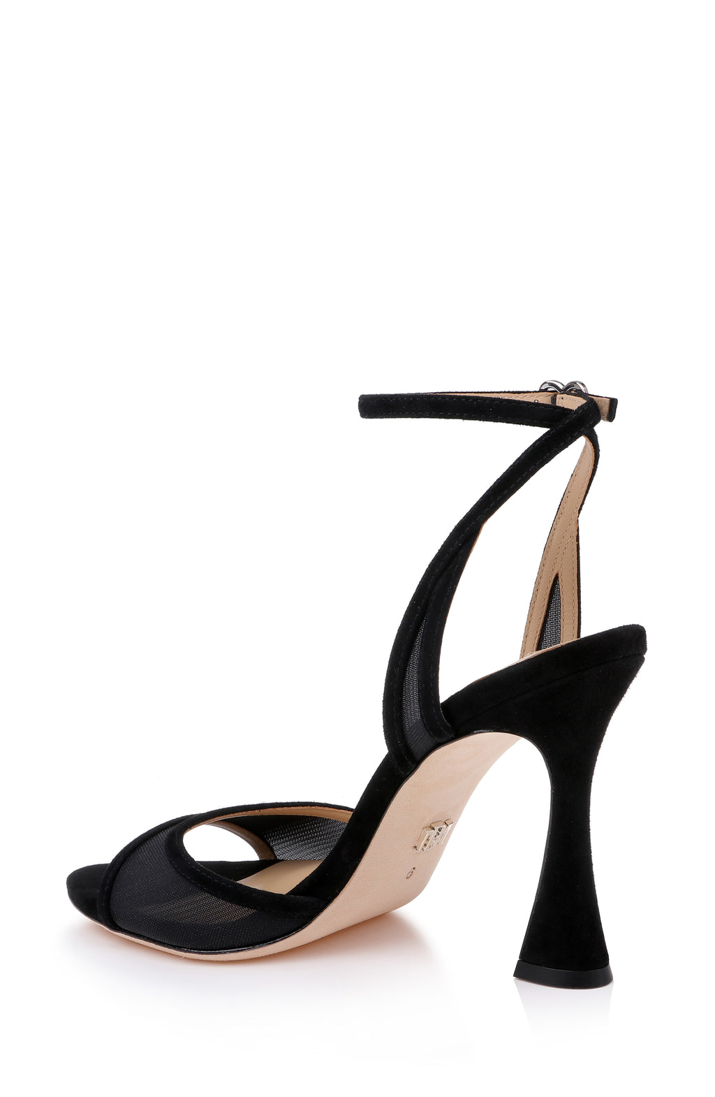 Black Suede | Ysabel Mesh Ankle Strap Sandal Back Side