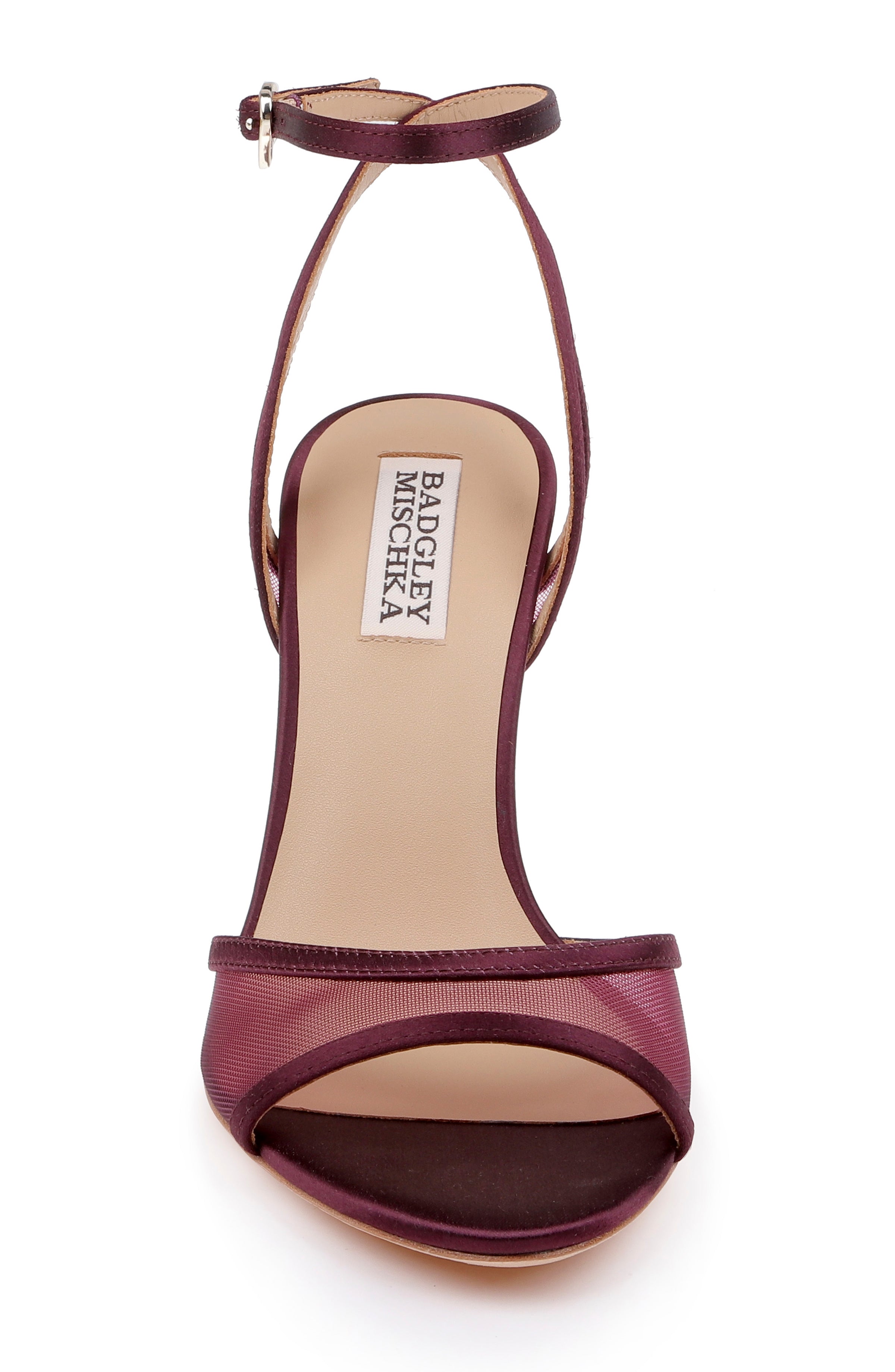 Cherry Satin | Ysabel Mesh Ankle Strap Sandal Front