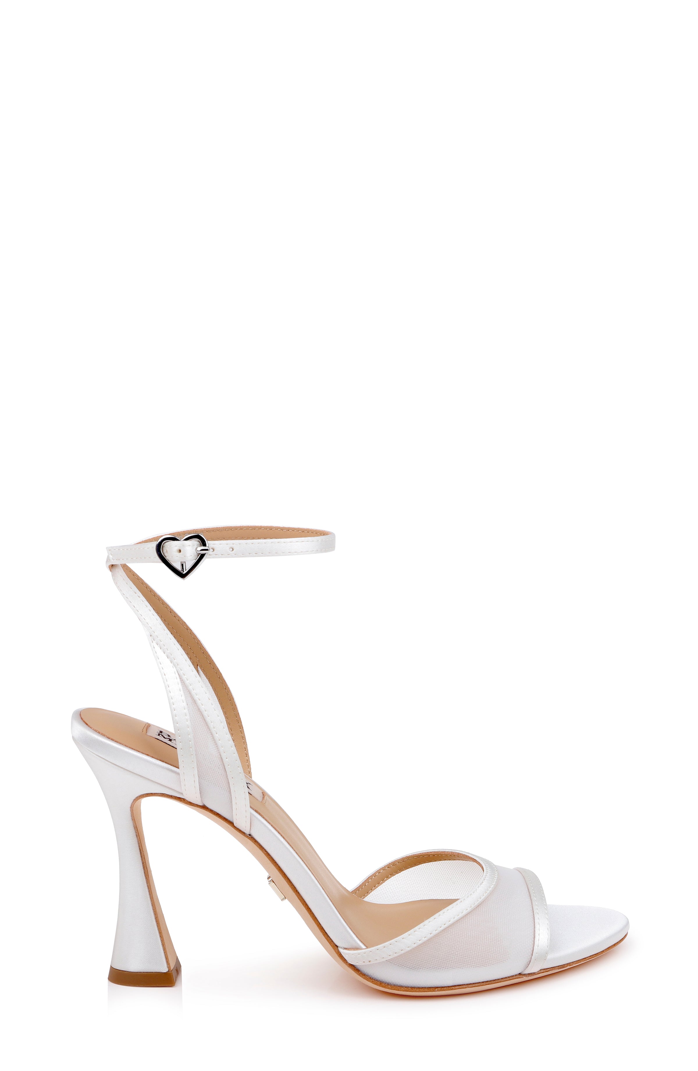 White Satin | Ysabel Mesh Ankle Strap Sandal Side
