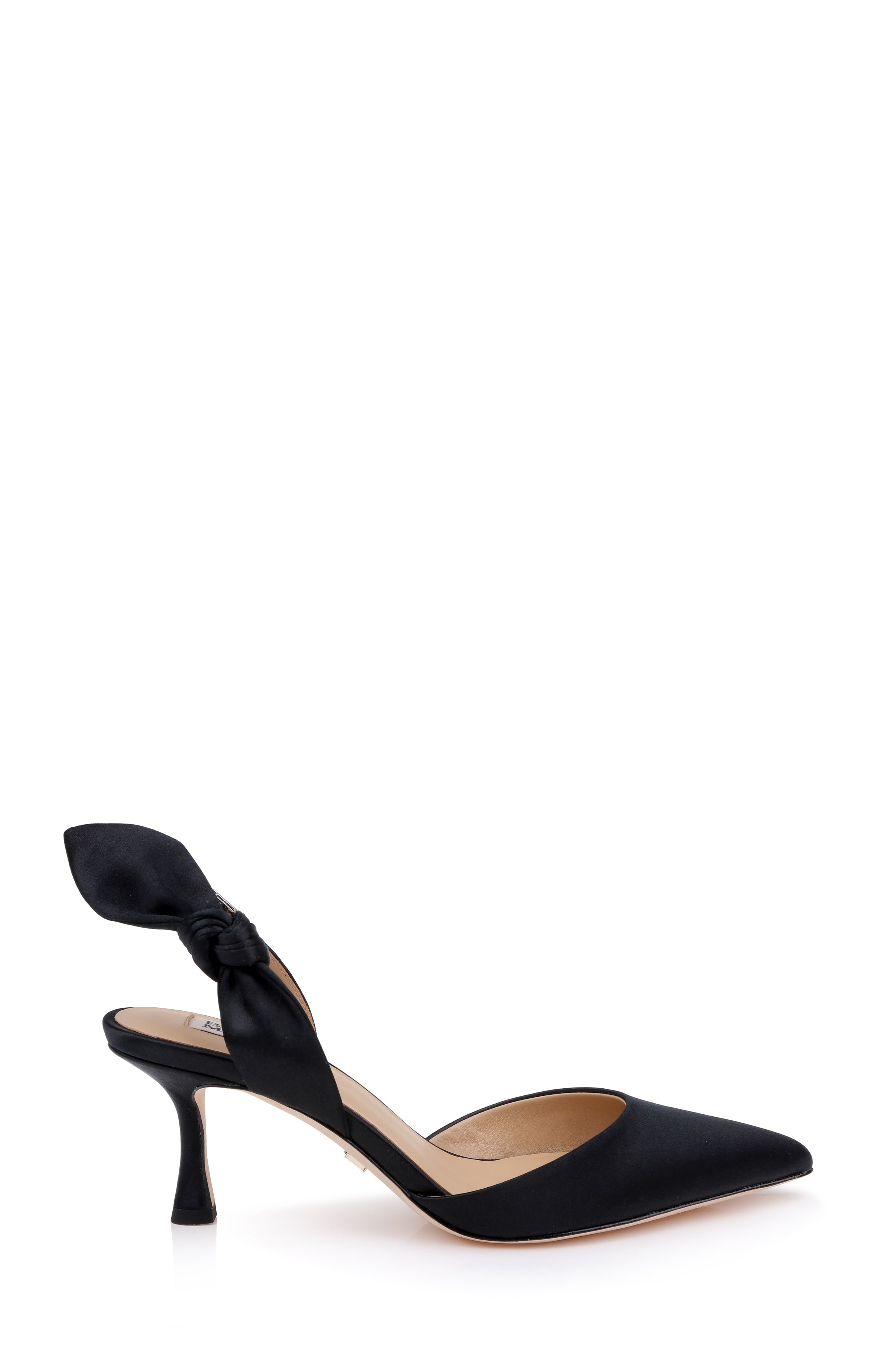 Black Satin | Yuan Bow Slingback Pump Side