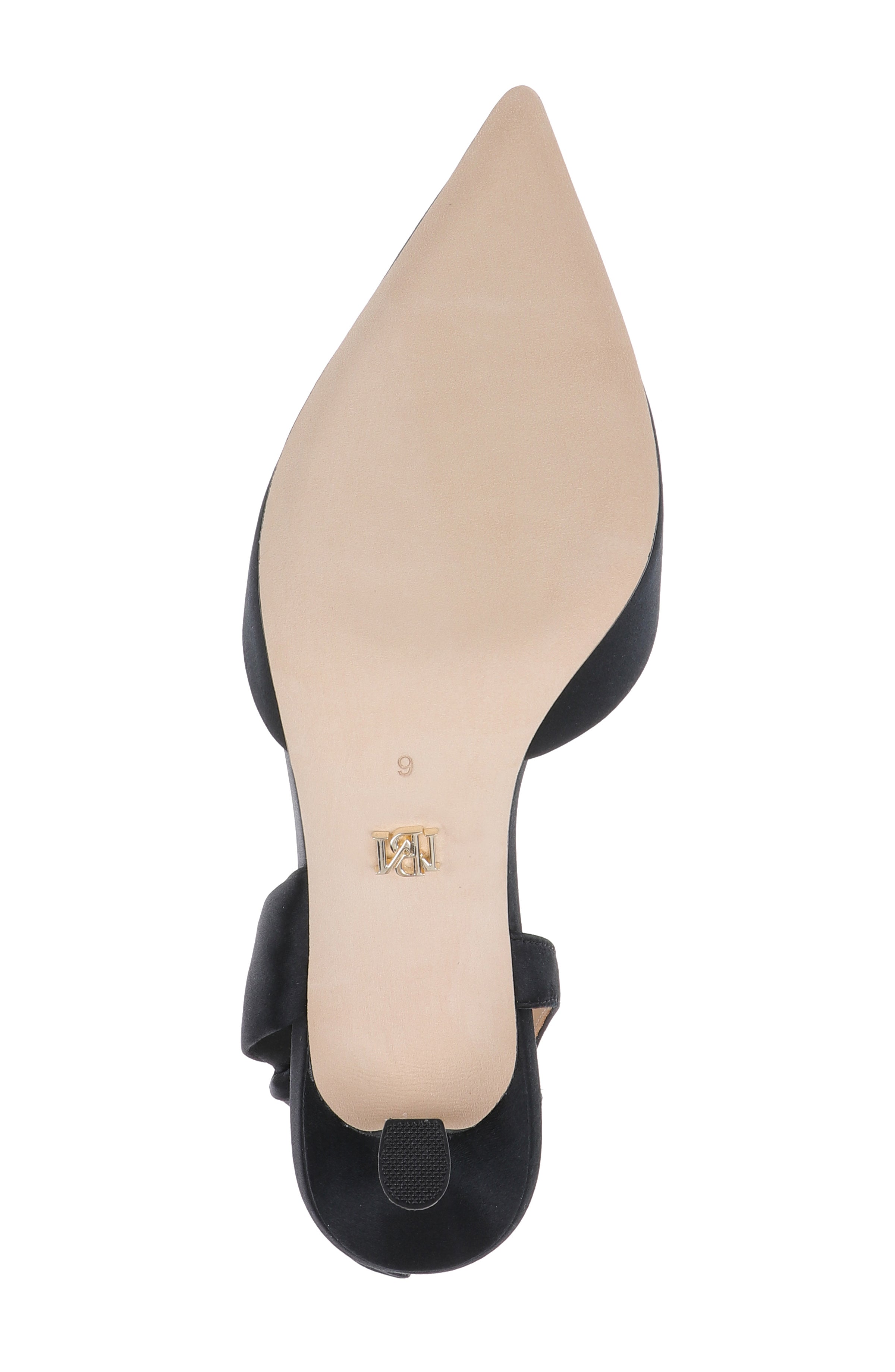 Black Satin | Yuan Bow Slingback Pump Sole