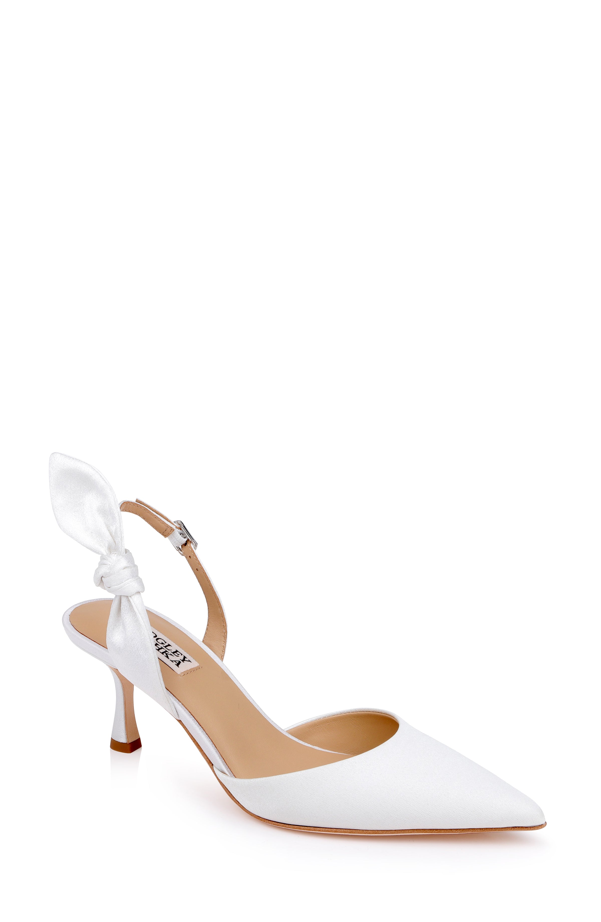 White Crepe | Yuan Bow Slingback Pump Front Side