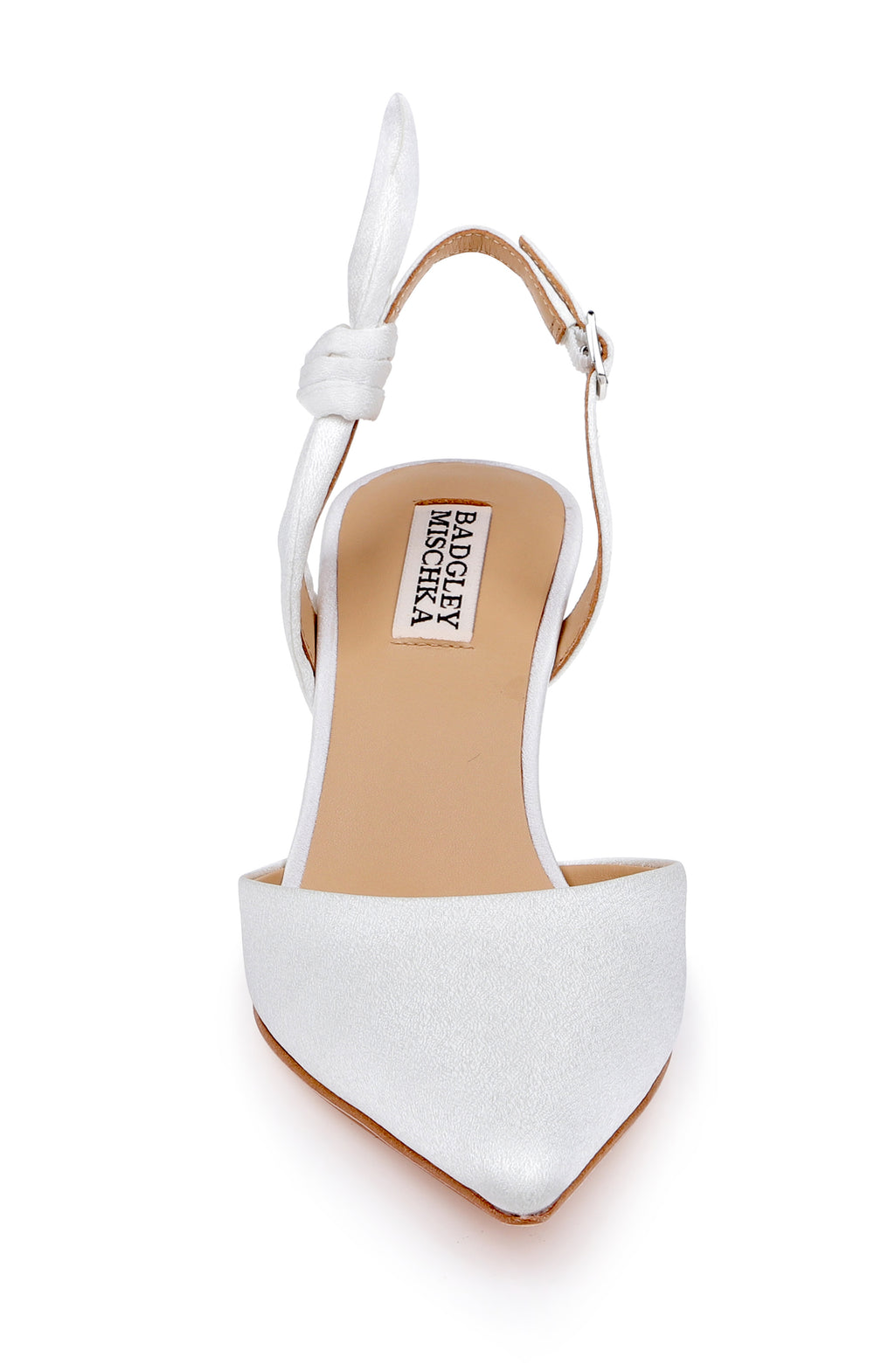 White Crepe | Yuan Bow Slingback Pump Front