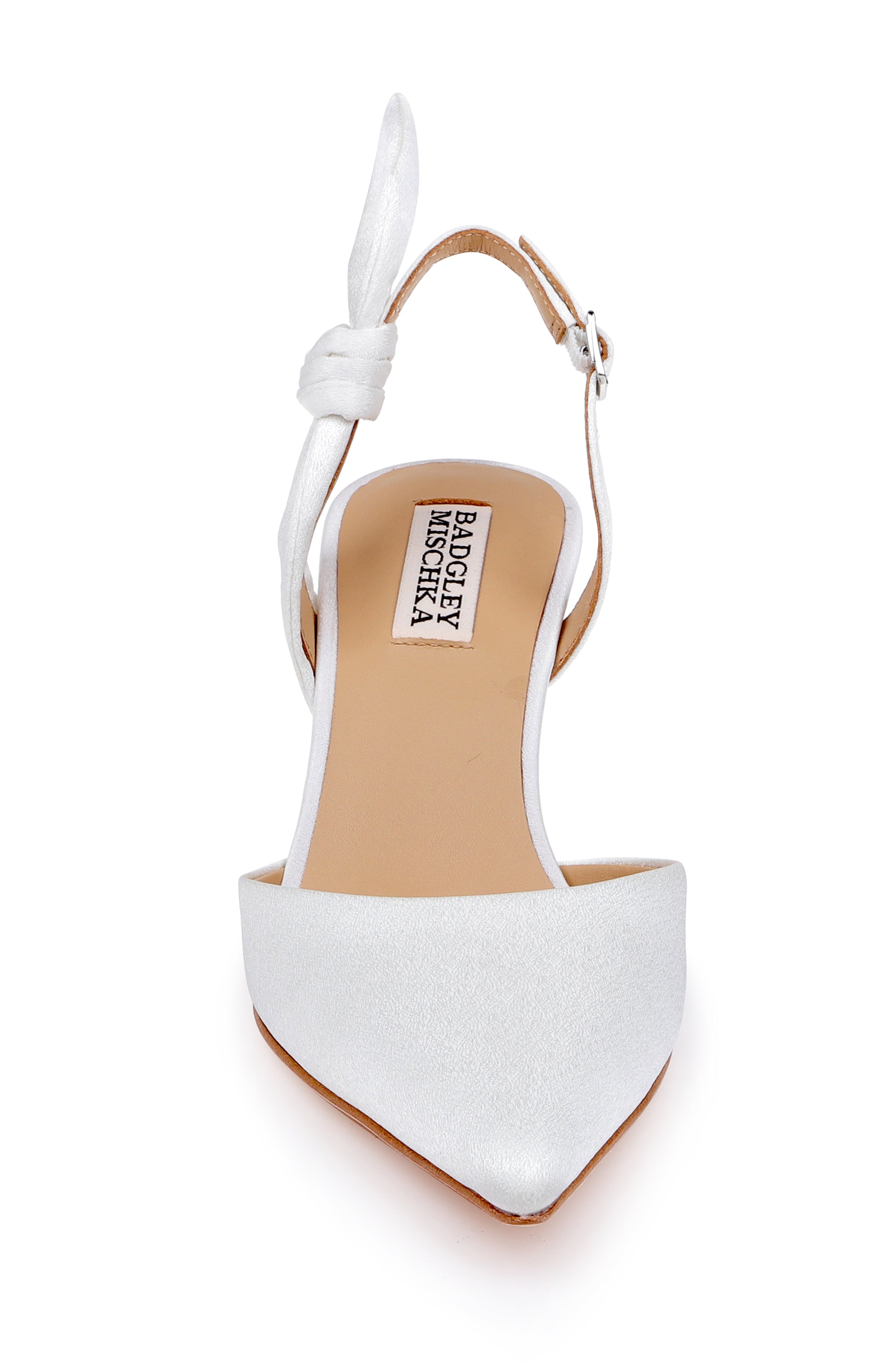 White Crepe | Yuan Bow Slingback Pump Front