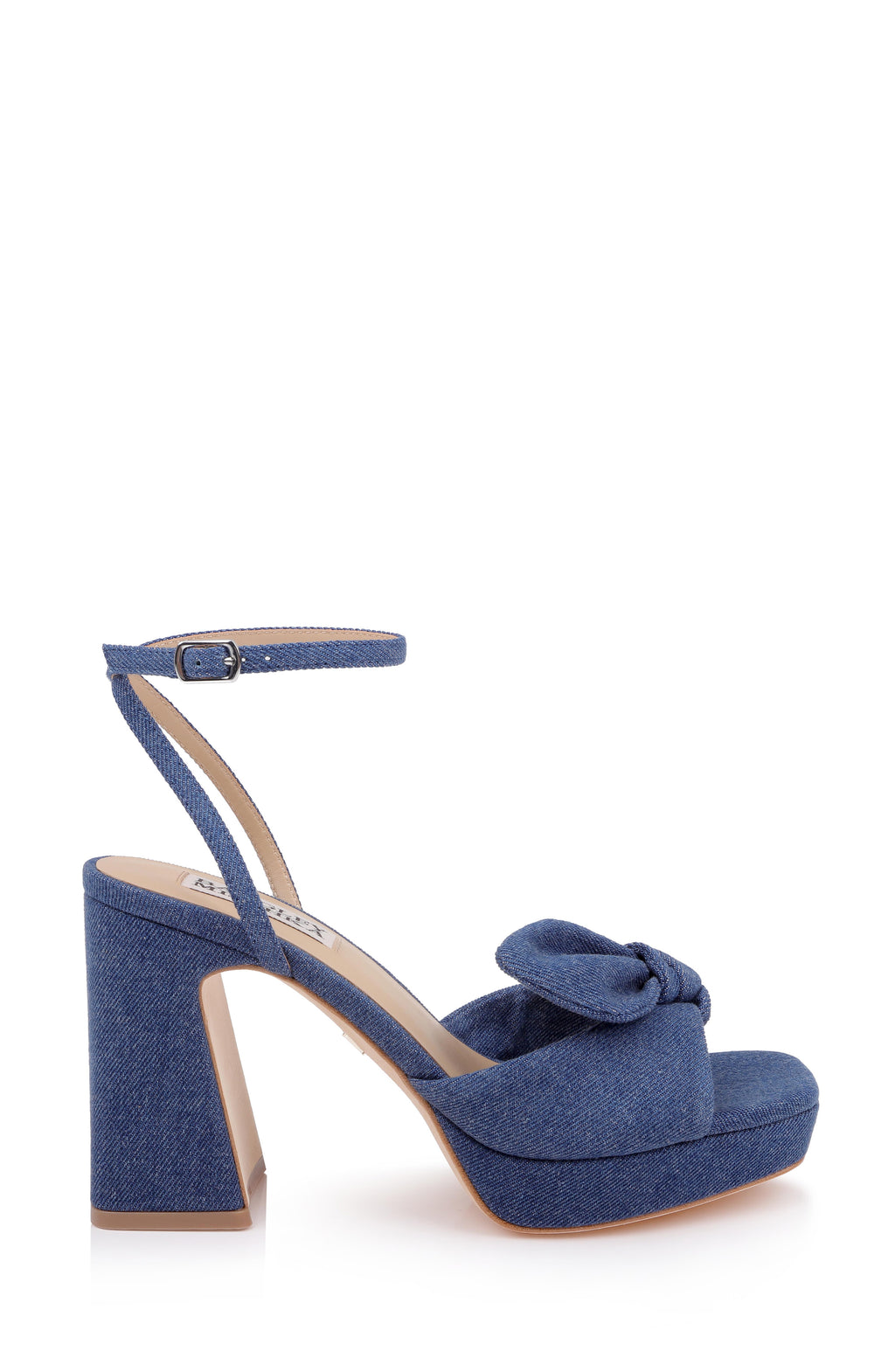 Dark Denim | Yuki Bow Ankle Strap Platform Sandal Side