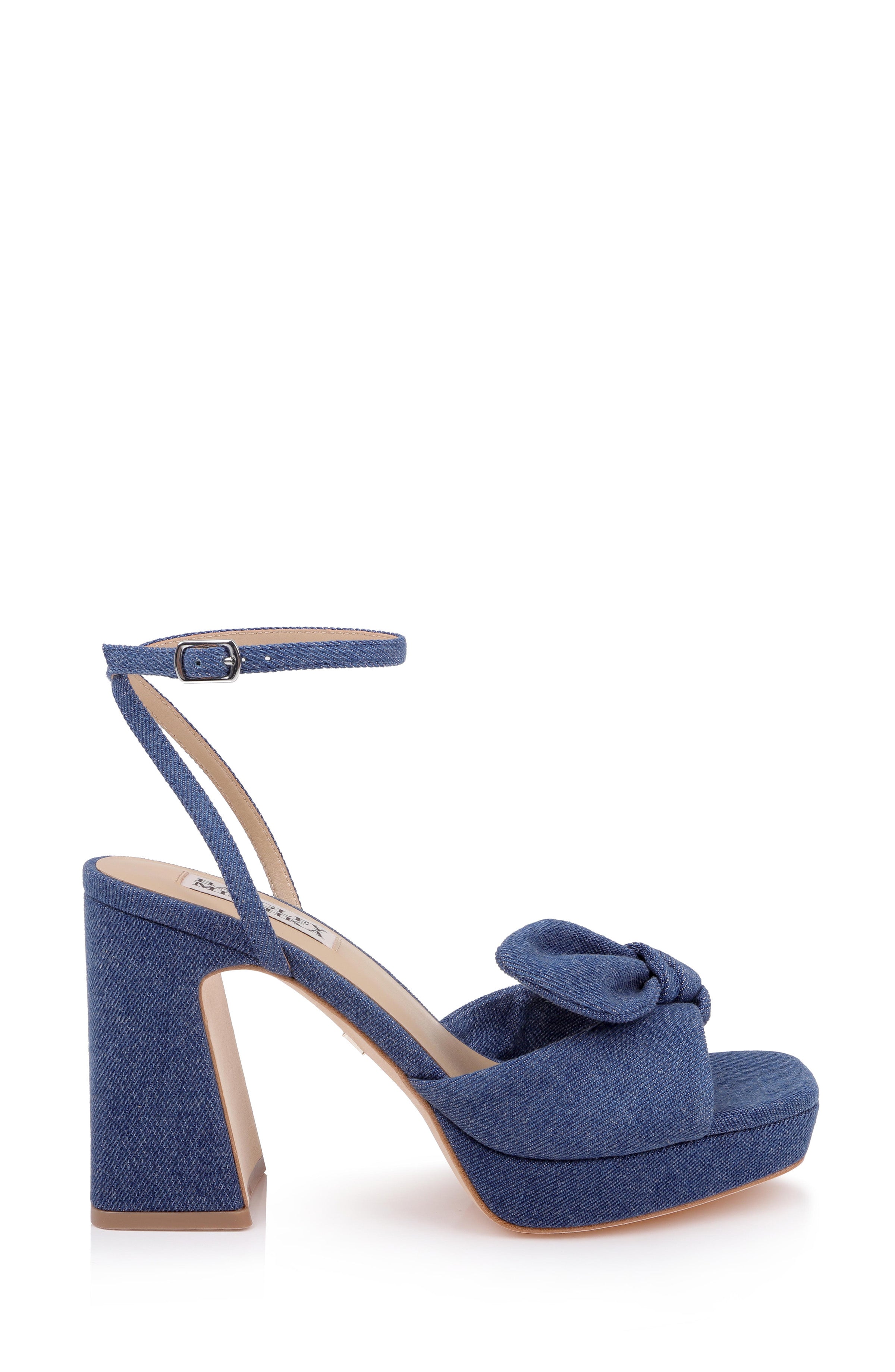 Dark Denim | Yuki Bow Ankle Strap Platform Sandal Side