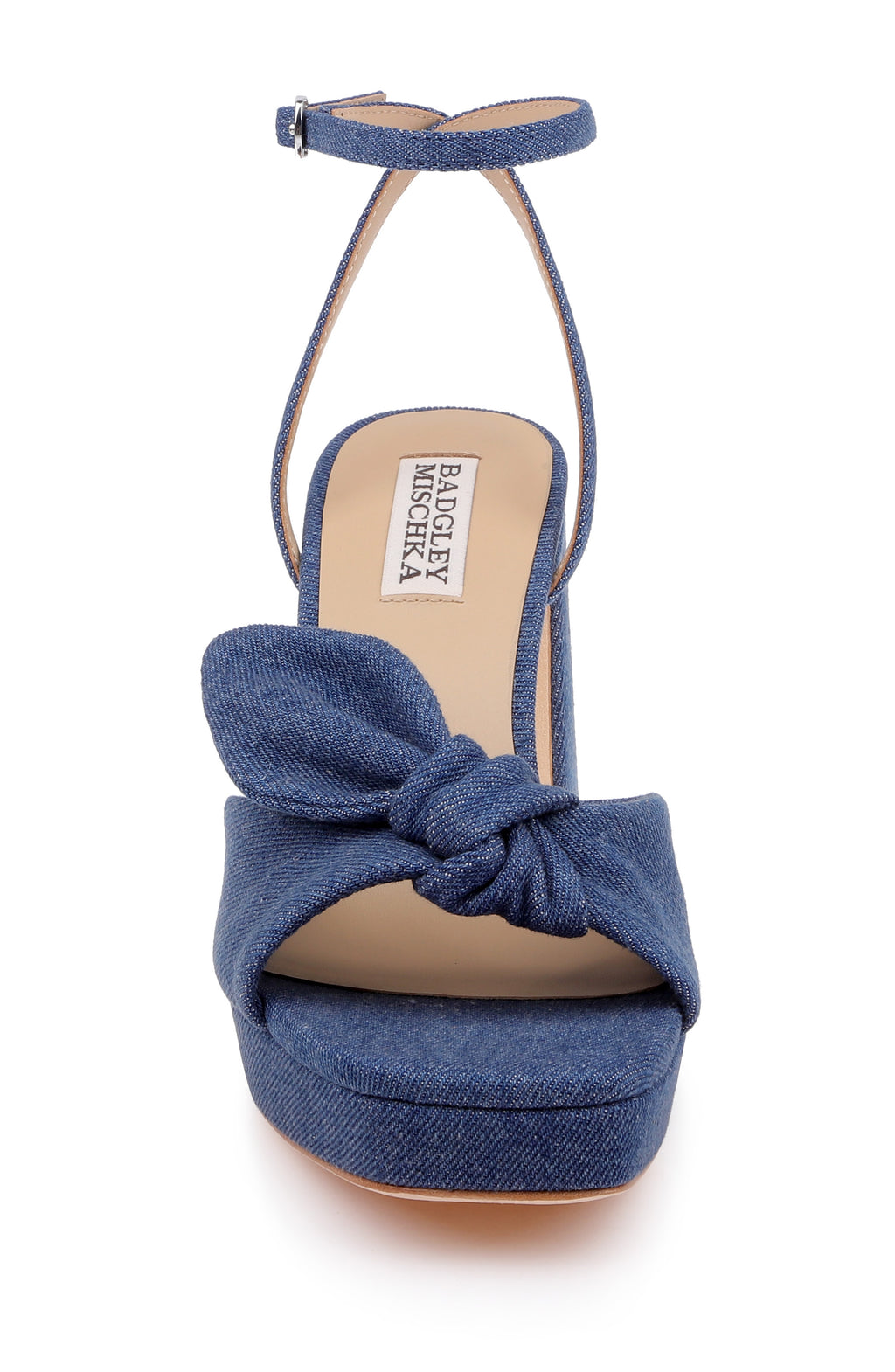 Dark Denim | Yuki Bow Ankle Strap Platform Sandal Front
