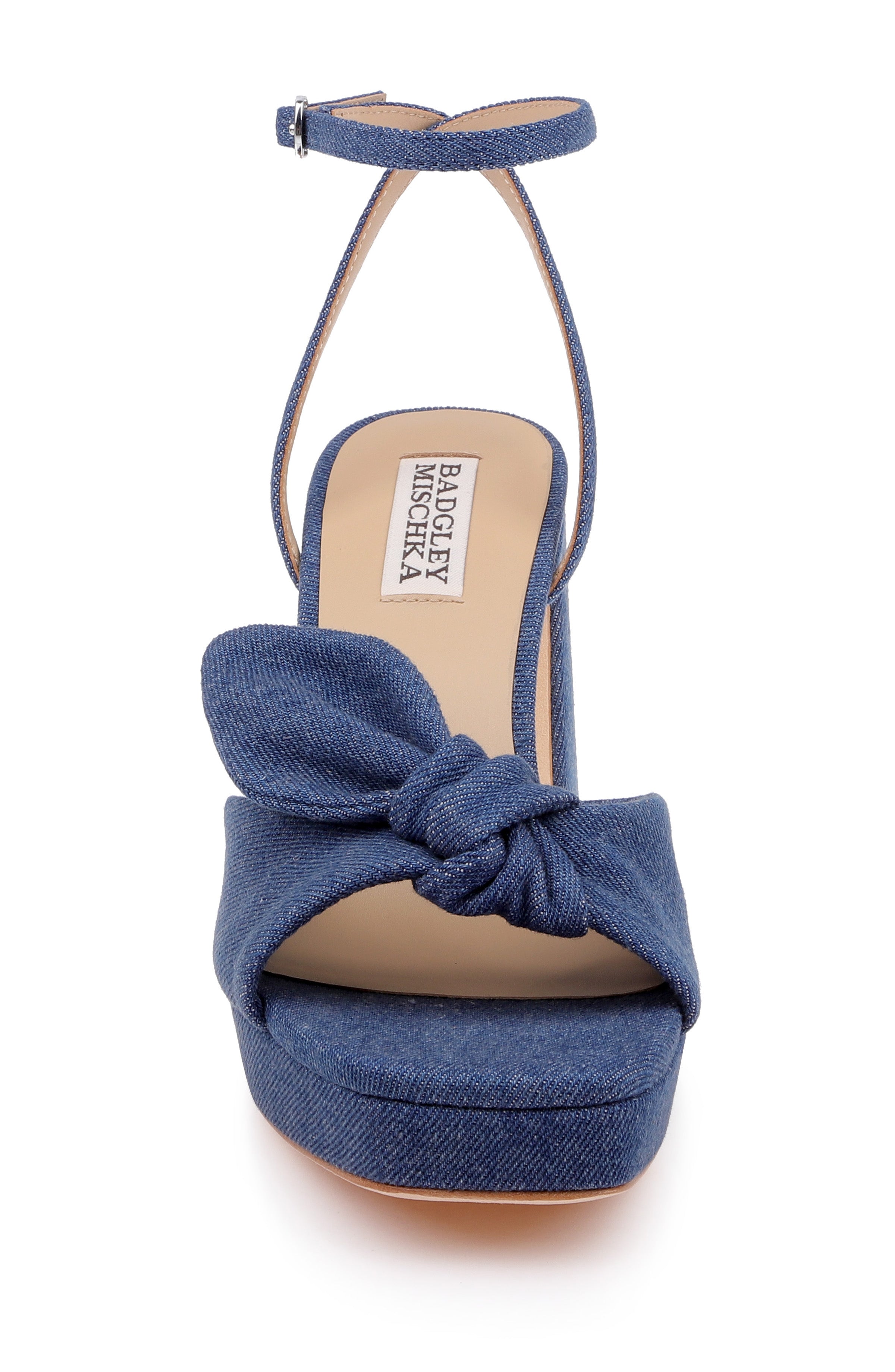 Dark Denim | Yuki Bow Ankle Strap Platform Sandal Front