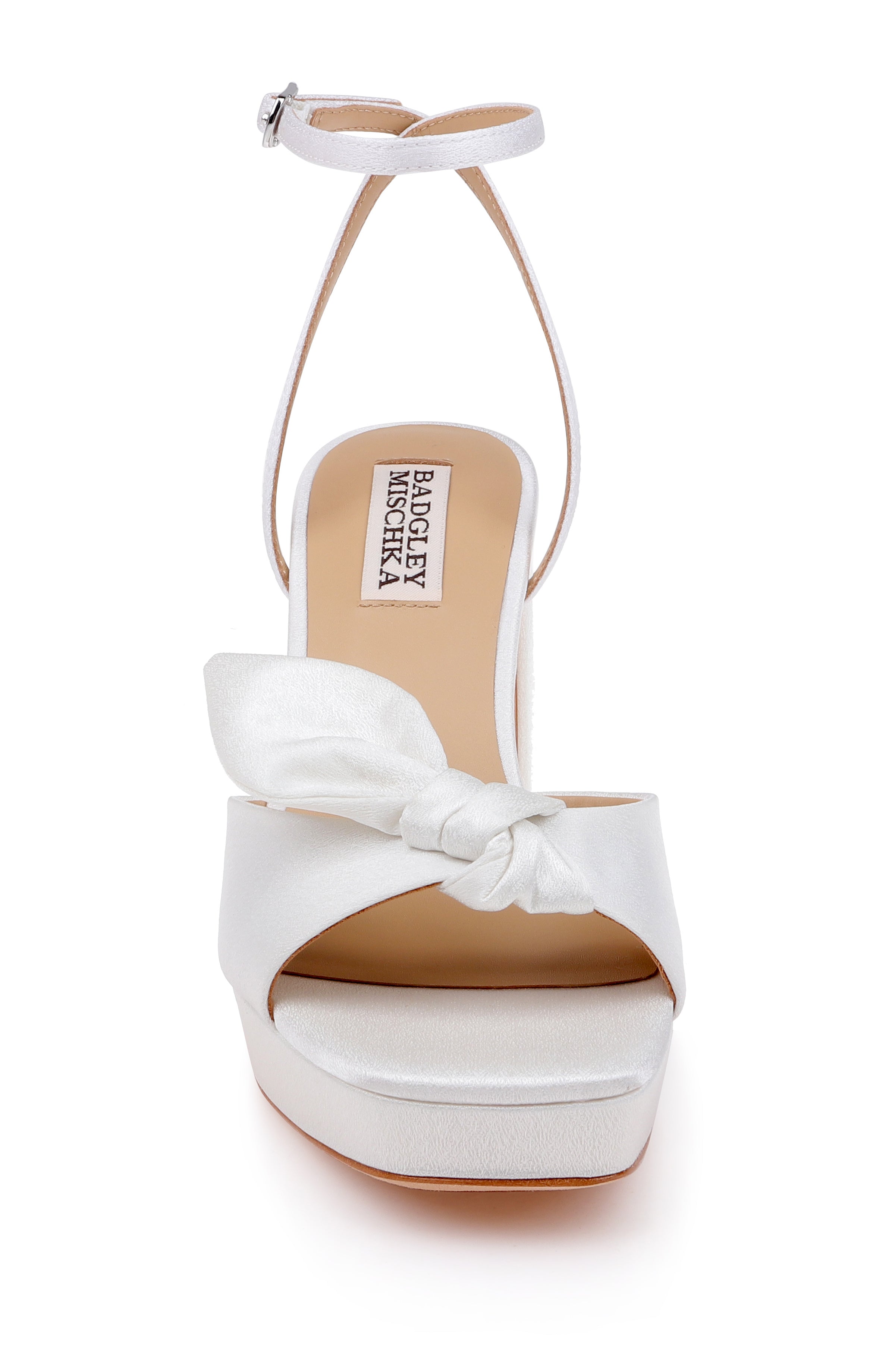 White Crepe | Yuki Bow Ankle Strap Platform Sandal Front