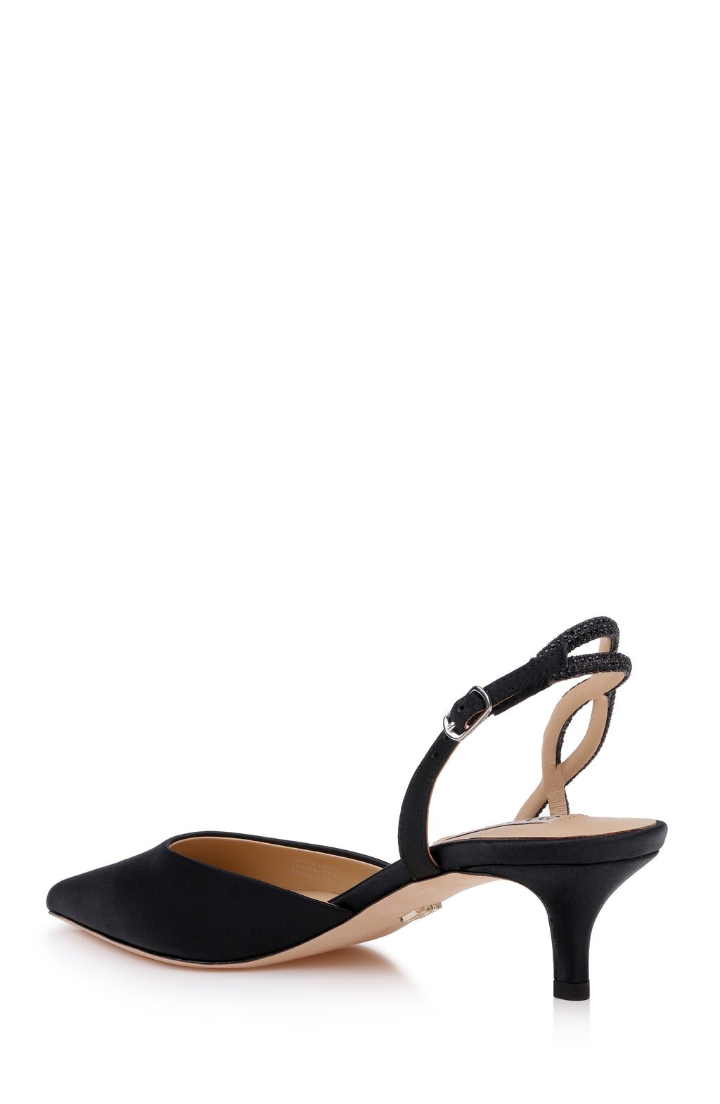 Black Satin | Yulianna Kitten Heel Slingback Pump Back Side