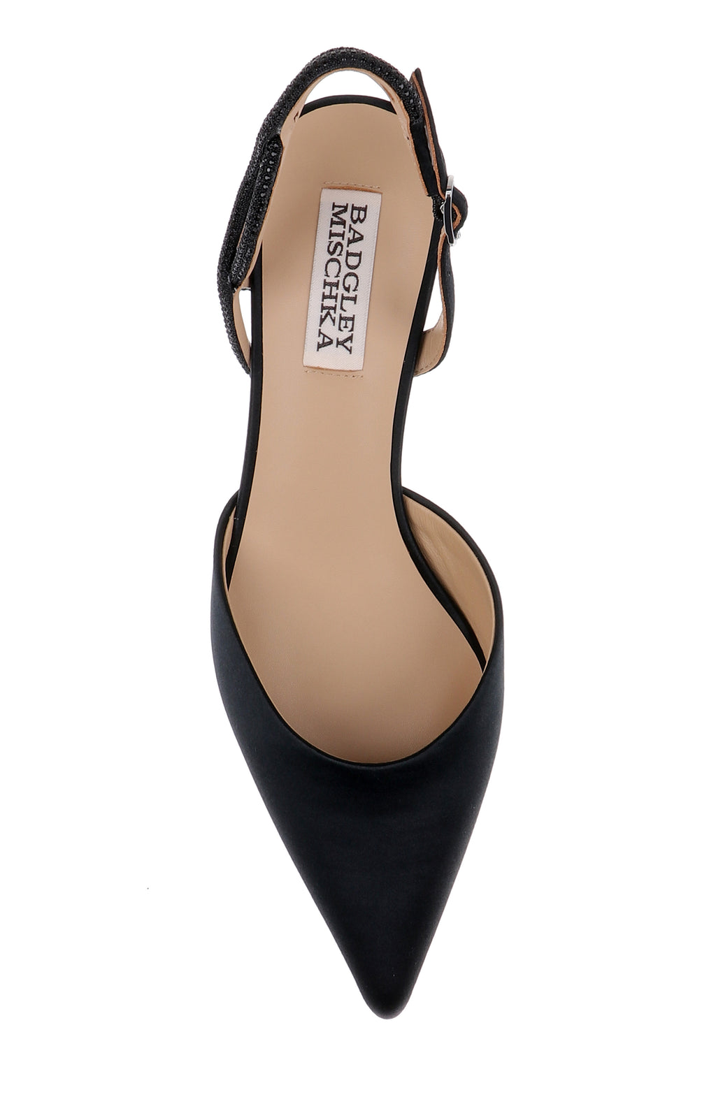 Black Satin | Yulianna Kitten Heel Slingback Pump Top