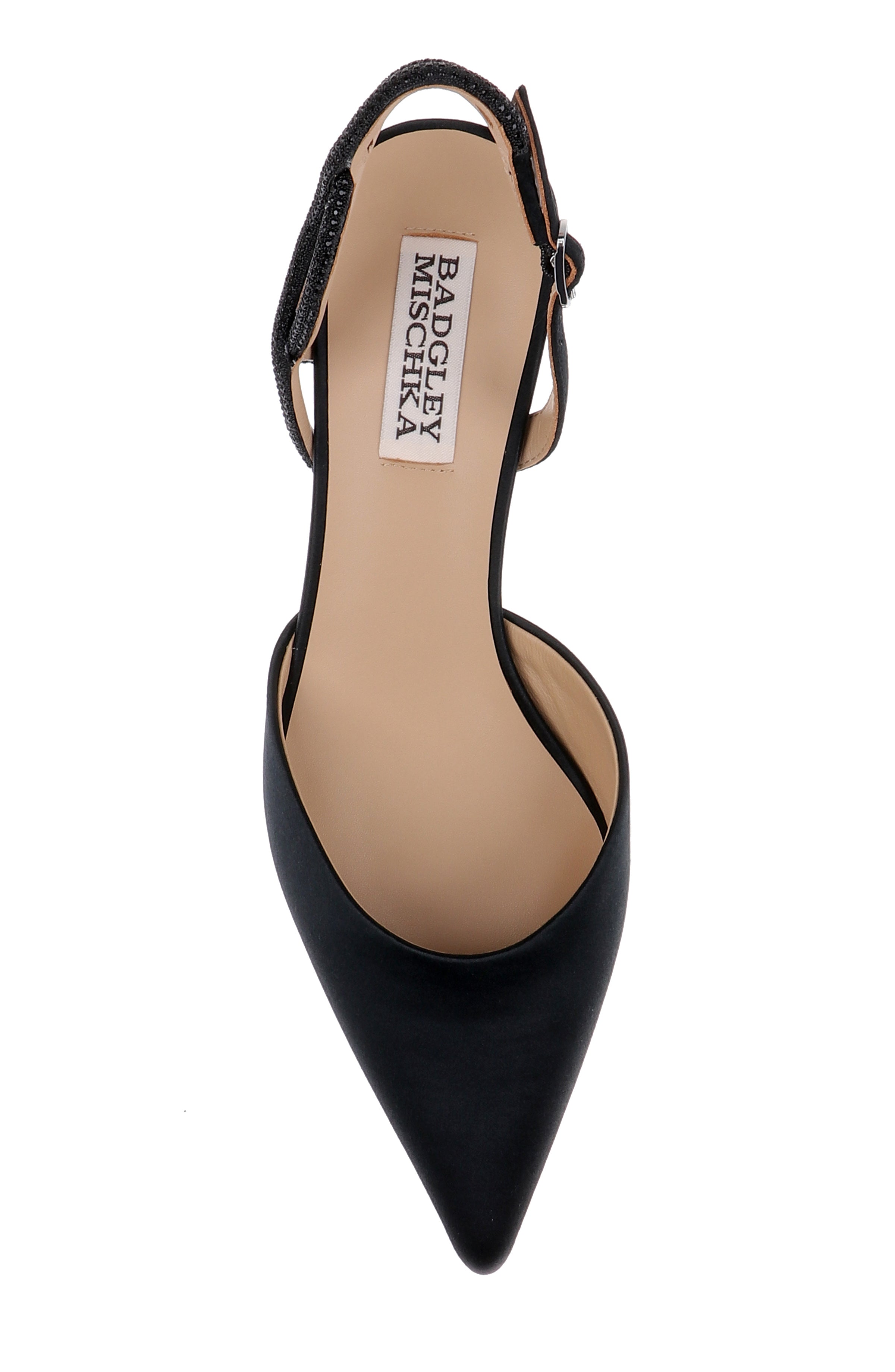 Black Satin | Yulianna Kitten Heel Slingback Pump Top