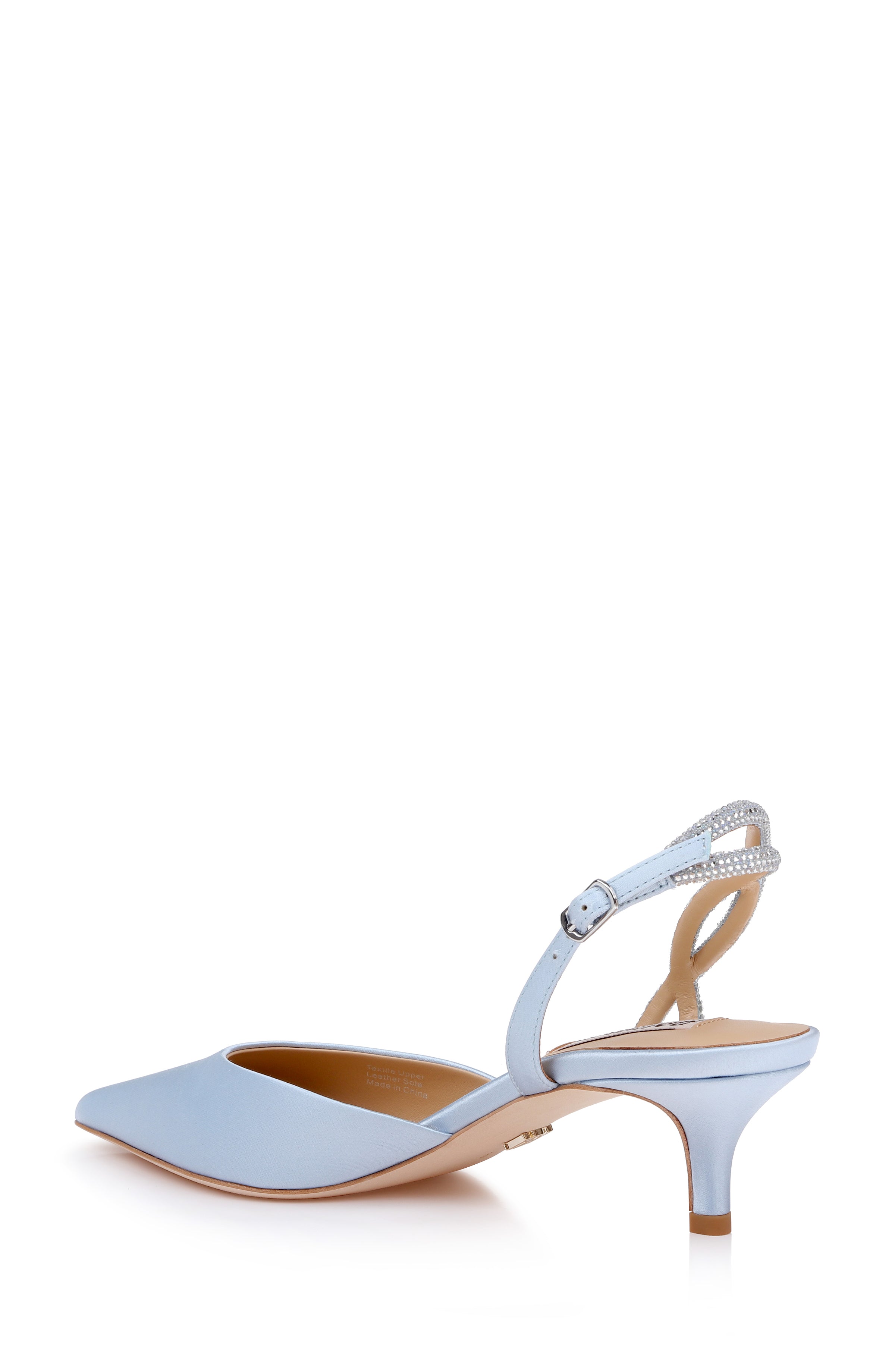 Blue Satin | Yulianna Kitten Heel Slingback Pump Back Side