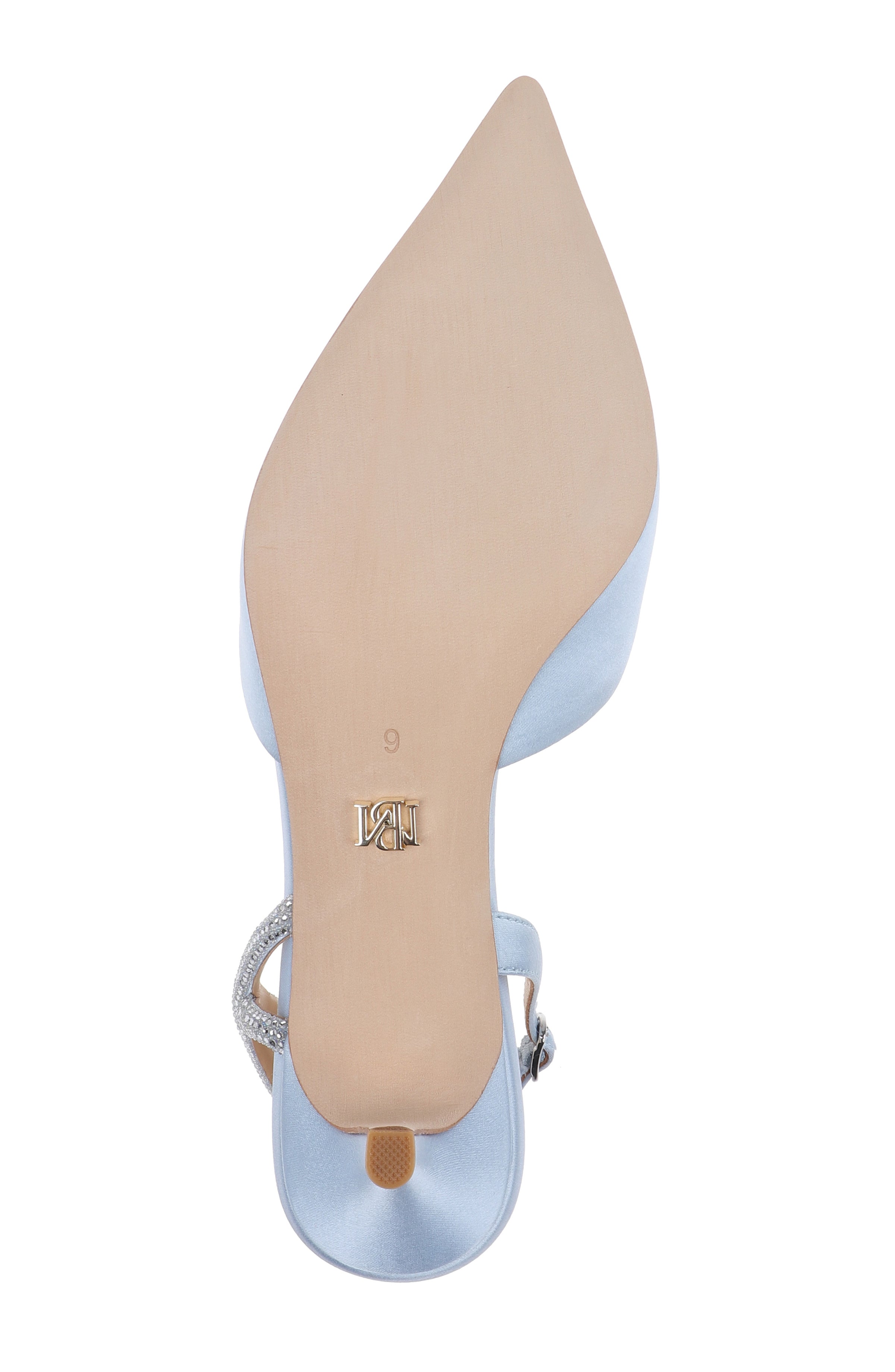 Blue Satin | Yulianna Kitten Heel Slingback Pump Sole