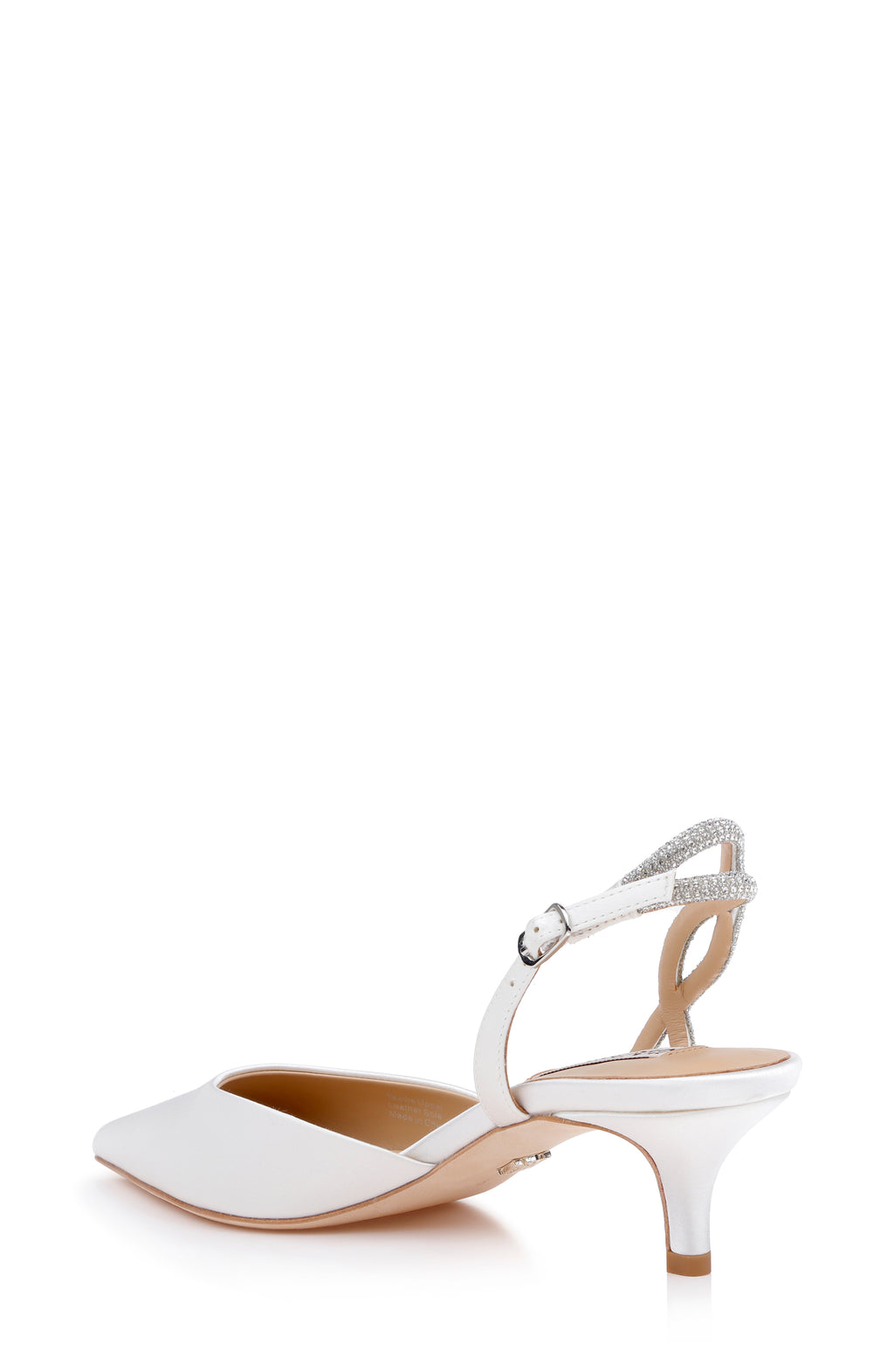 White Satin | Yulianna Kitten Heel Slingback Pump Back Side