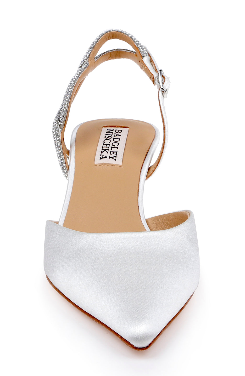 White Satin | Yulianna Kitten Heel Slingback Pump Front