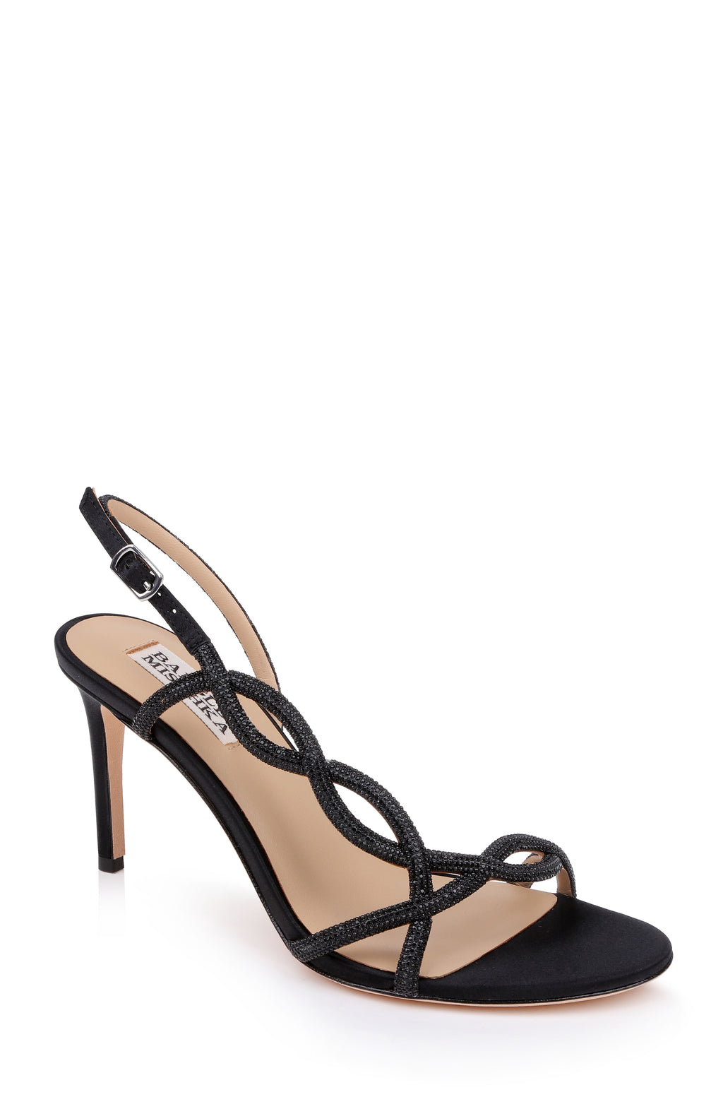 Black Satin | Yulissa Slingback Sandal Front Side
