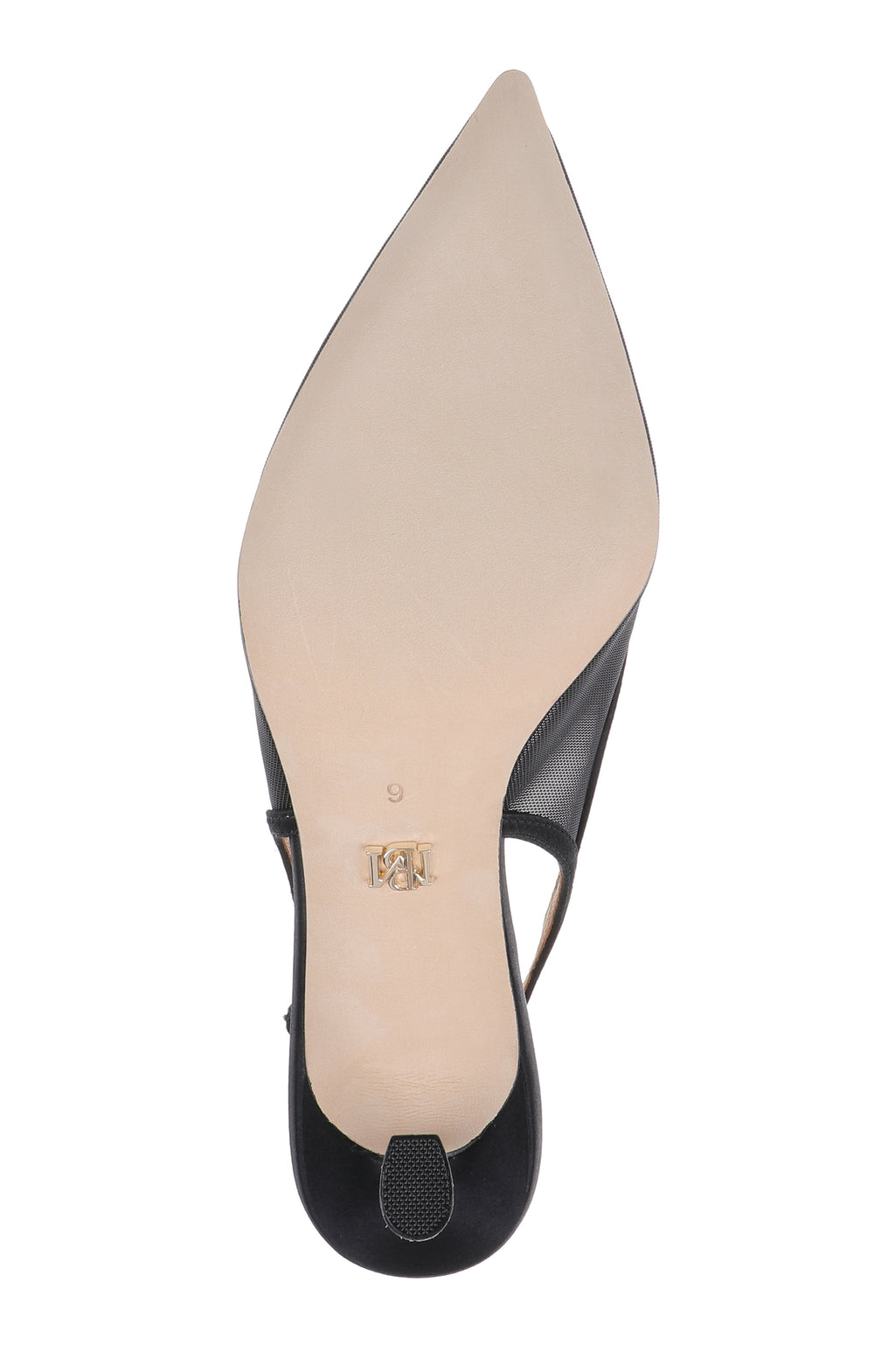 Black Satin | Yuta Mesh Slingback Pump Sole