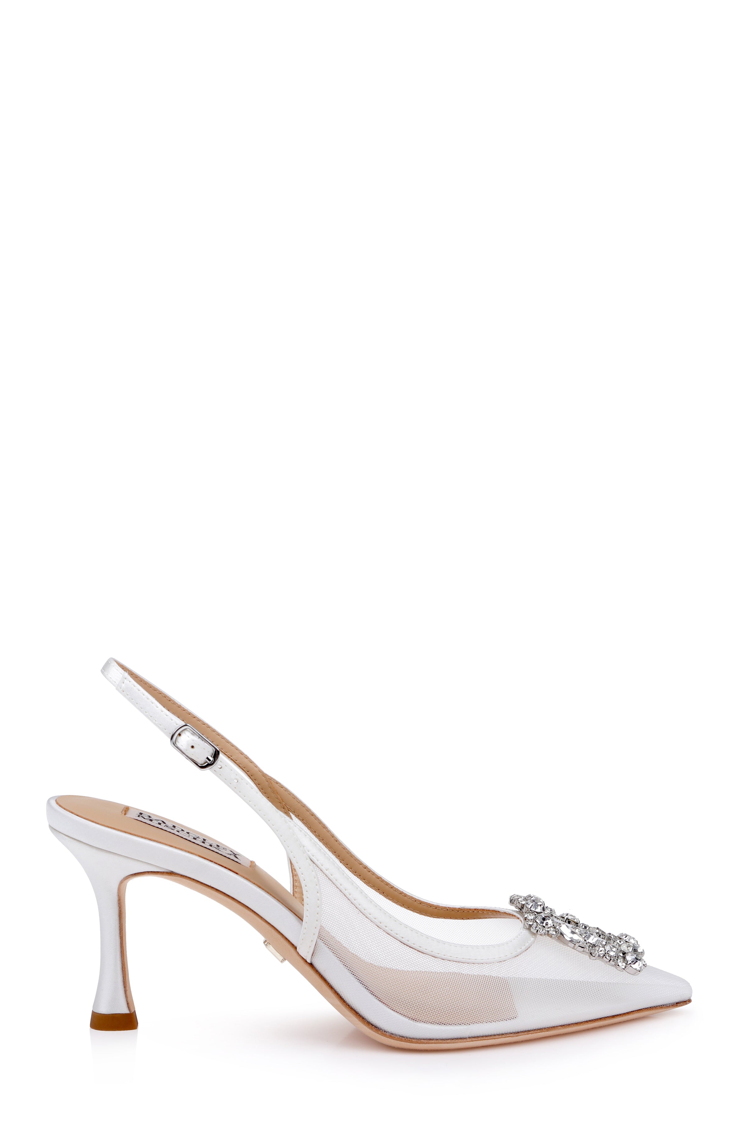 White Satin | Yuta Mesh Slingback Pump Side