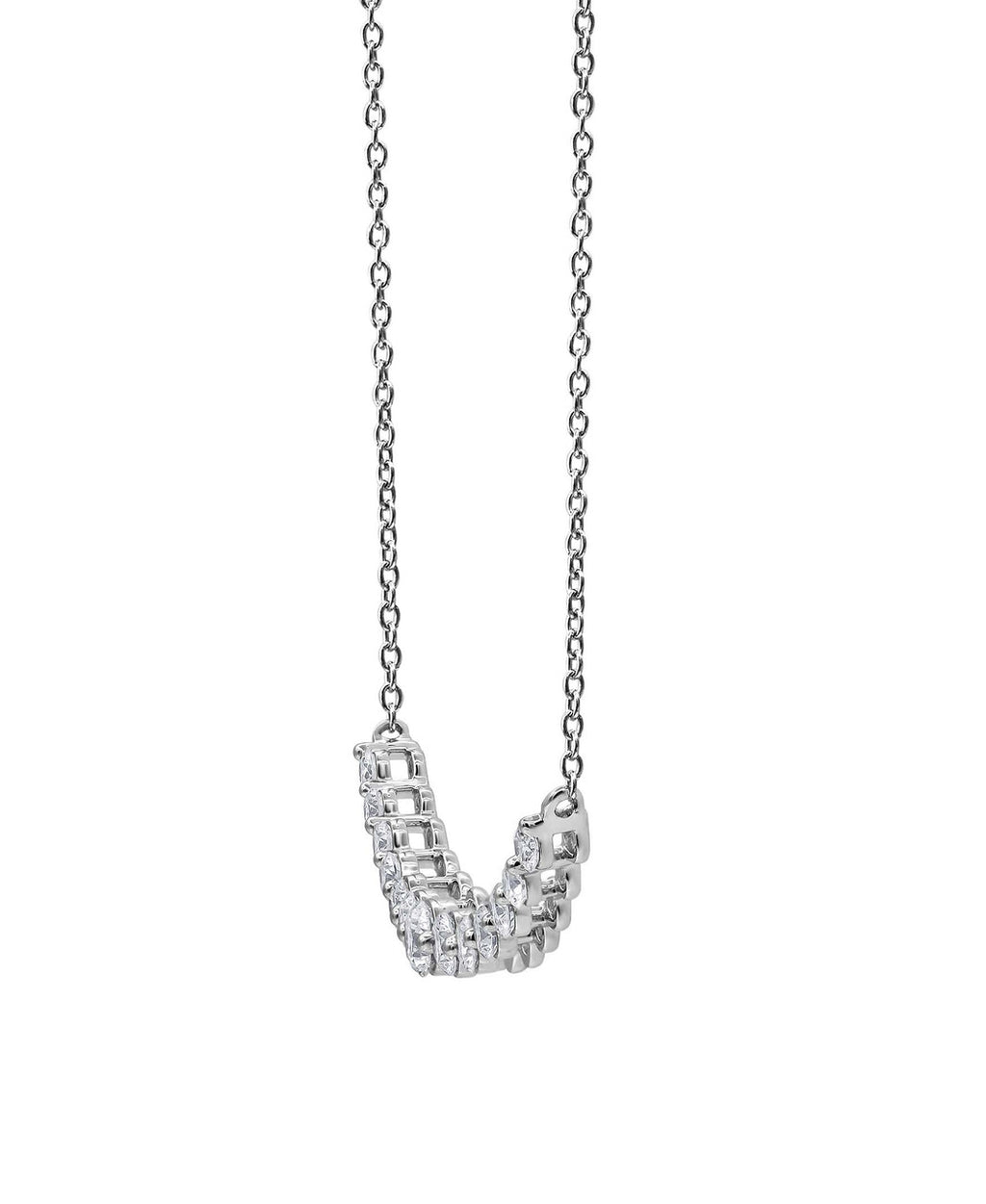 White Gold | Diamond Curved Bar Collar Necklace Side