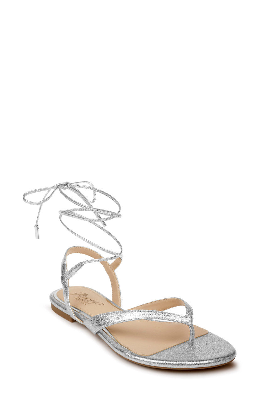Silver | Nolana Strappy Ankle Tie Sandal