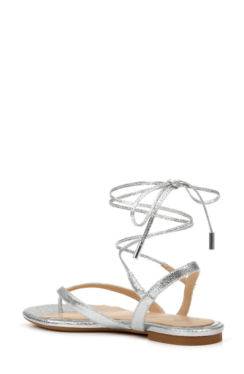 Silver | Nolana Strappy Ankle Tie Sandal