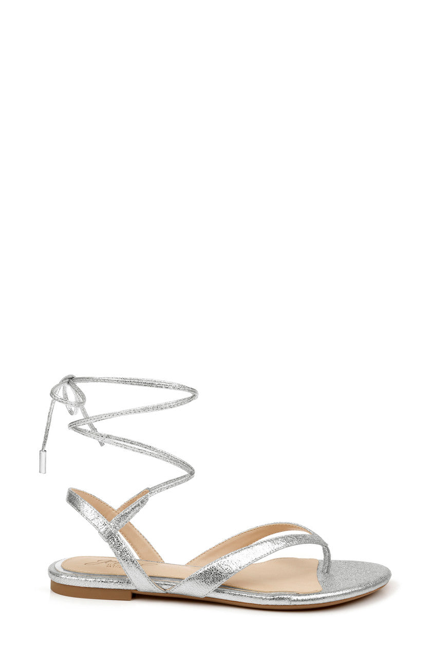 Silver | Nolana Strappy Ankle Tie Sandal