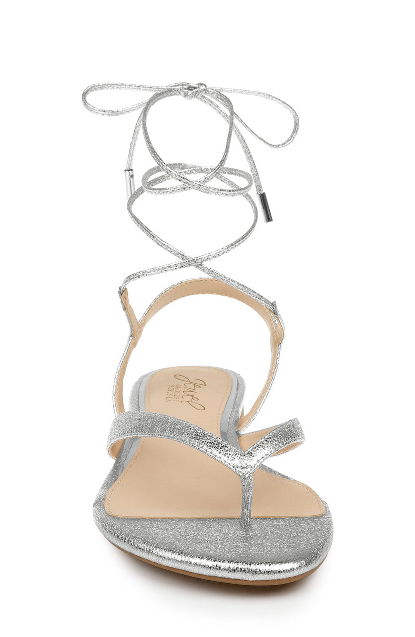 Silver | Nolana Strappy Ankle Tie Sandal