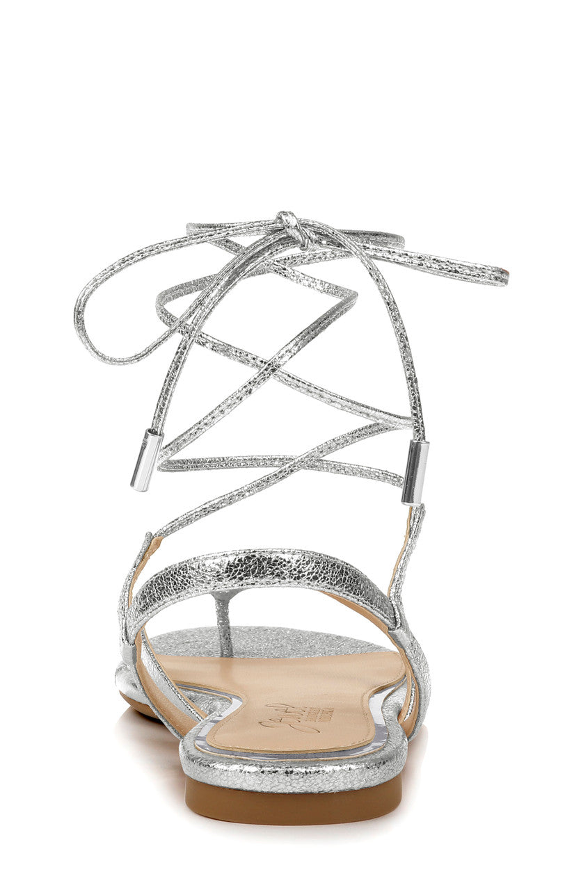 Silver | Nolana Strappy Ankle Tie Sandal