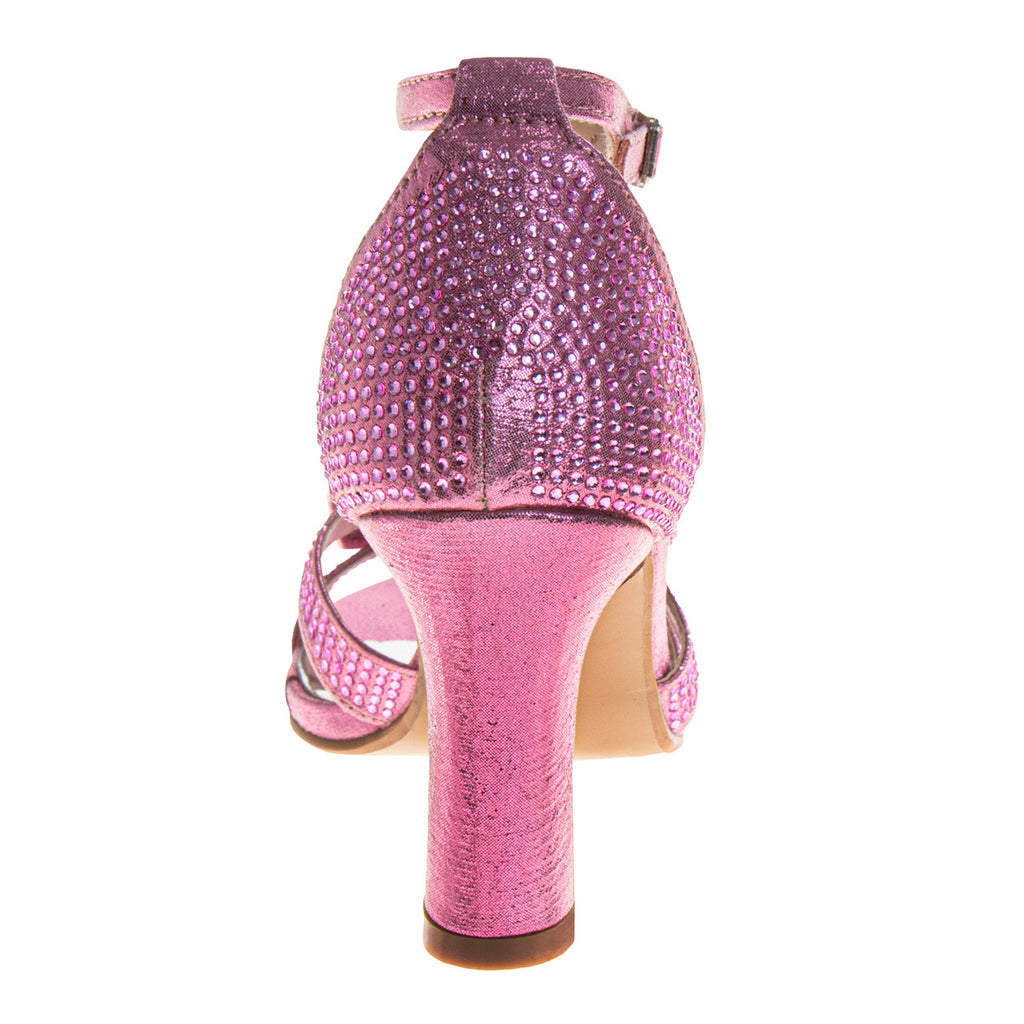 Pink | Kayla Girls' T-Strap Dress Heels Back