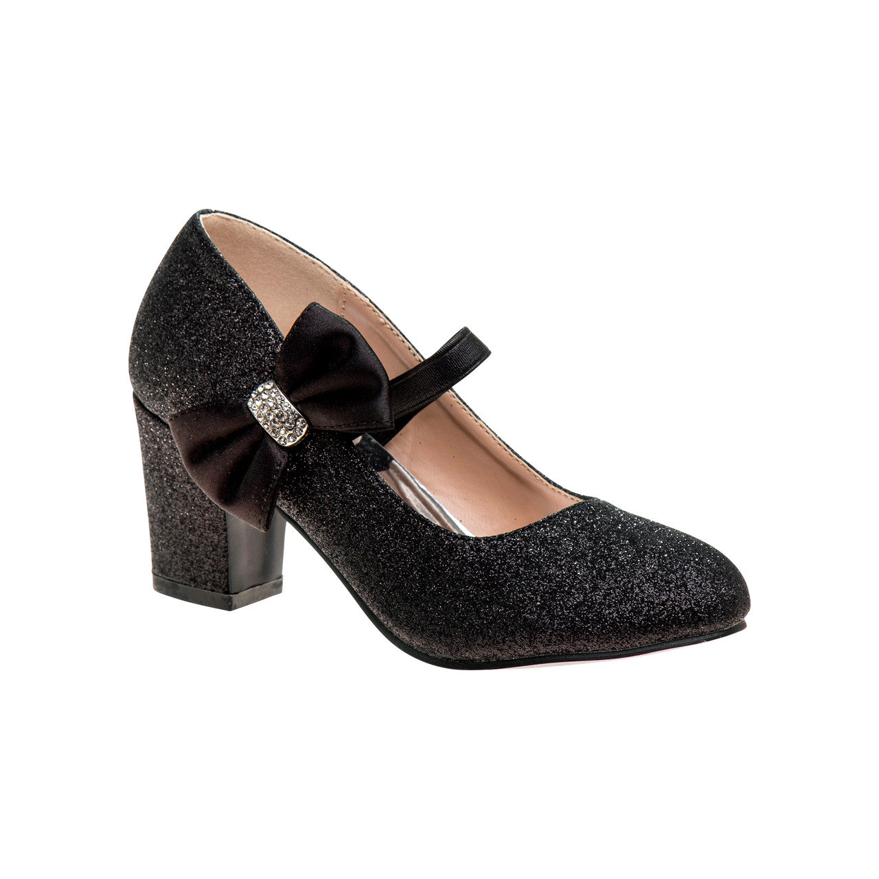 Badgley Mischka Little Kids Girls Block Medium Heel Dress Shoes, Silver Glitter, 4 Badgley Mischka Little Kids Girls Block Medium Heel Dress Shoes, Silver Glitter, 4