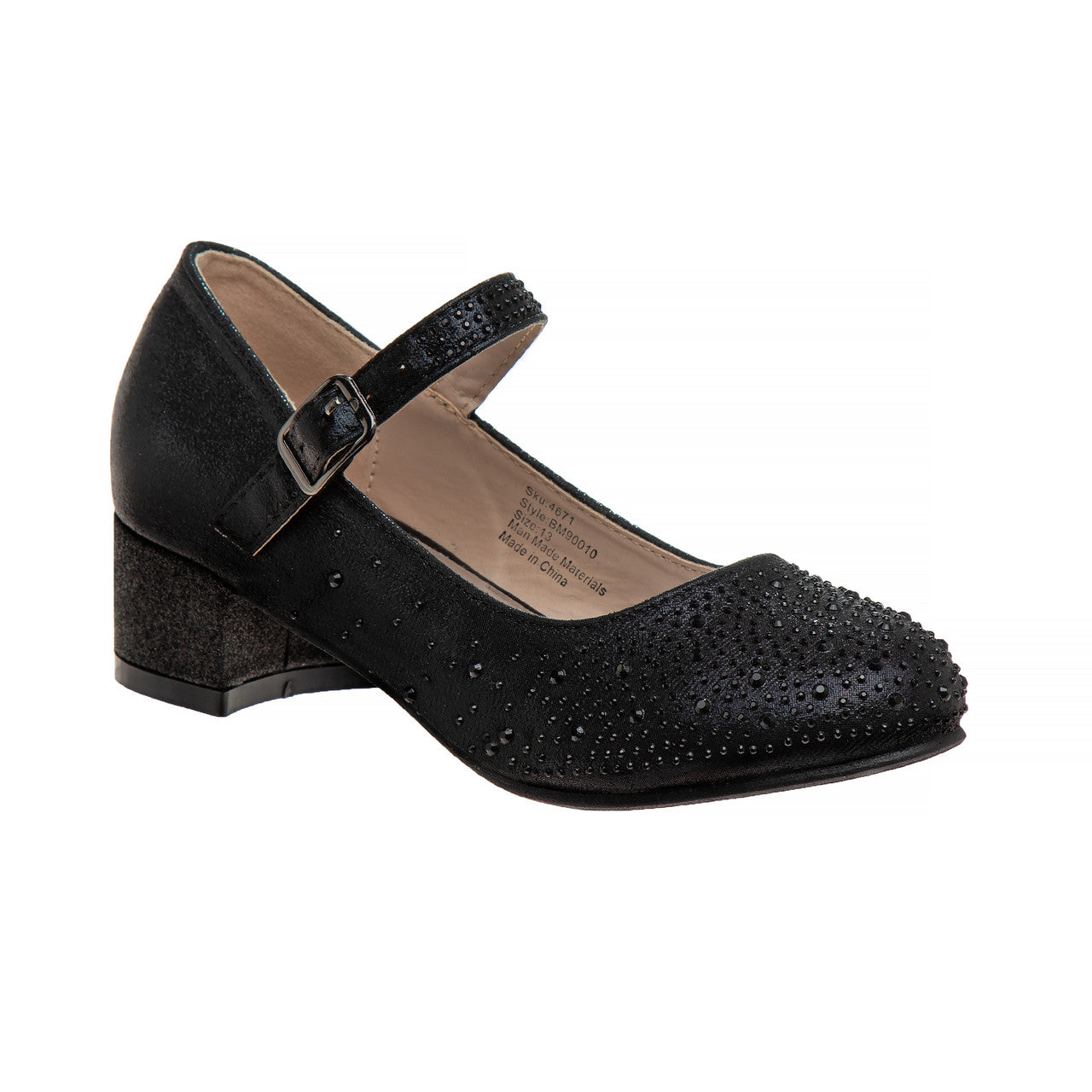 Black | Girls' Buckled Block Heel Dress Shoes
