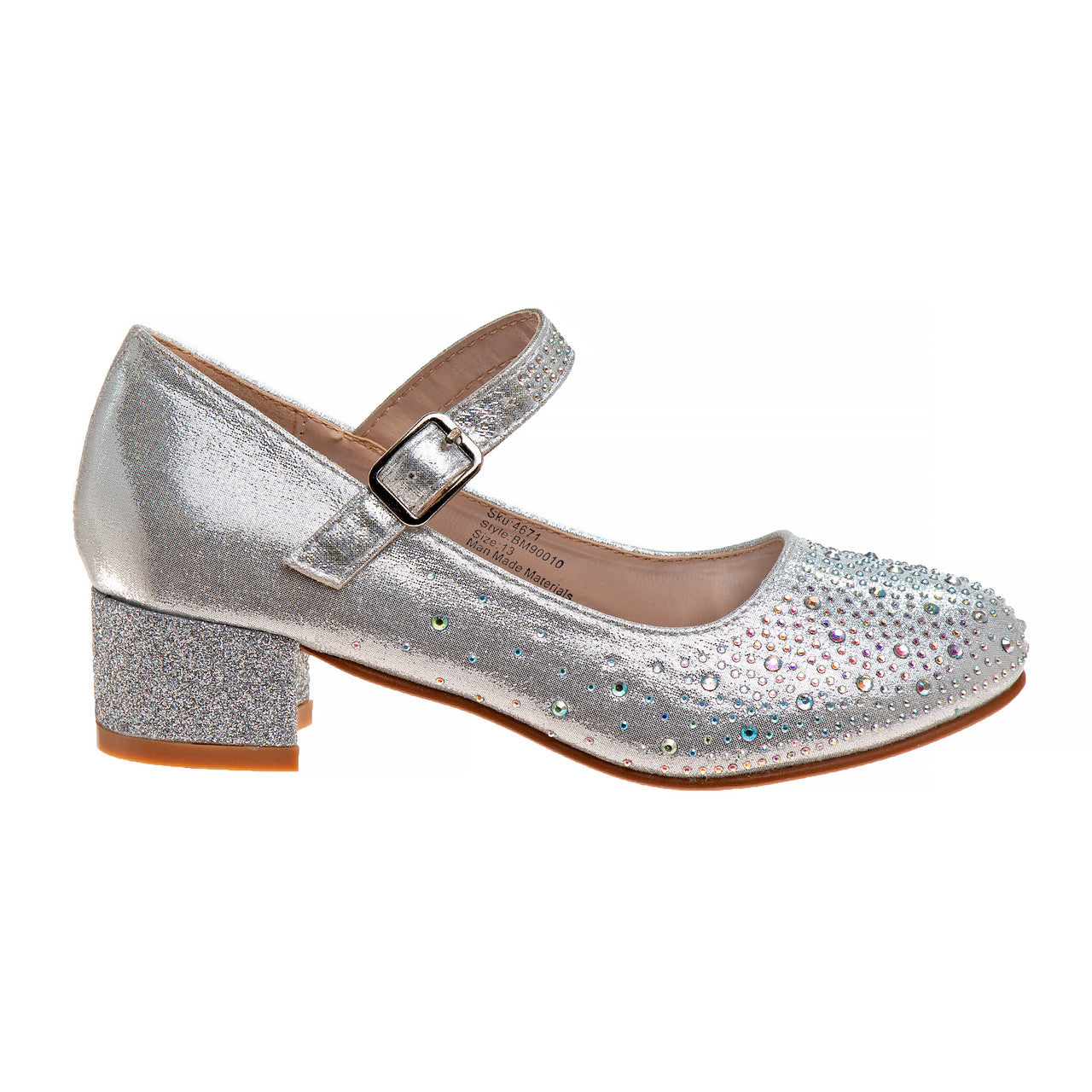Silver | Girls' Buckled Block Heel Dress Shoes