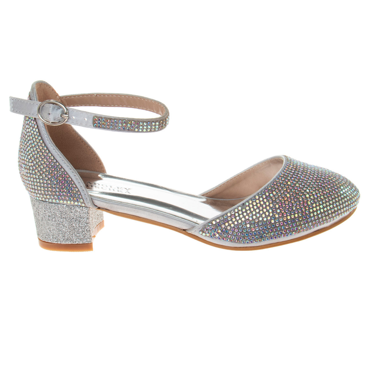 Girls’ Studded Block Heeled 2-Piece Dress Shoe
