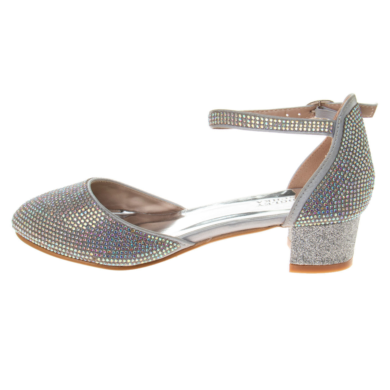 girls silver dress shoes for Girls Heels Mary Jane Little Big Glitter Pageant Dressy Wedding Flower Girl Zapatillas para Nias de Vestir Zapatos de Nia para Fiesta Size 11 Silver Glitter Girls Low Heel