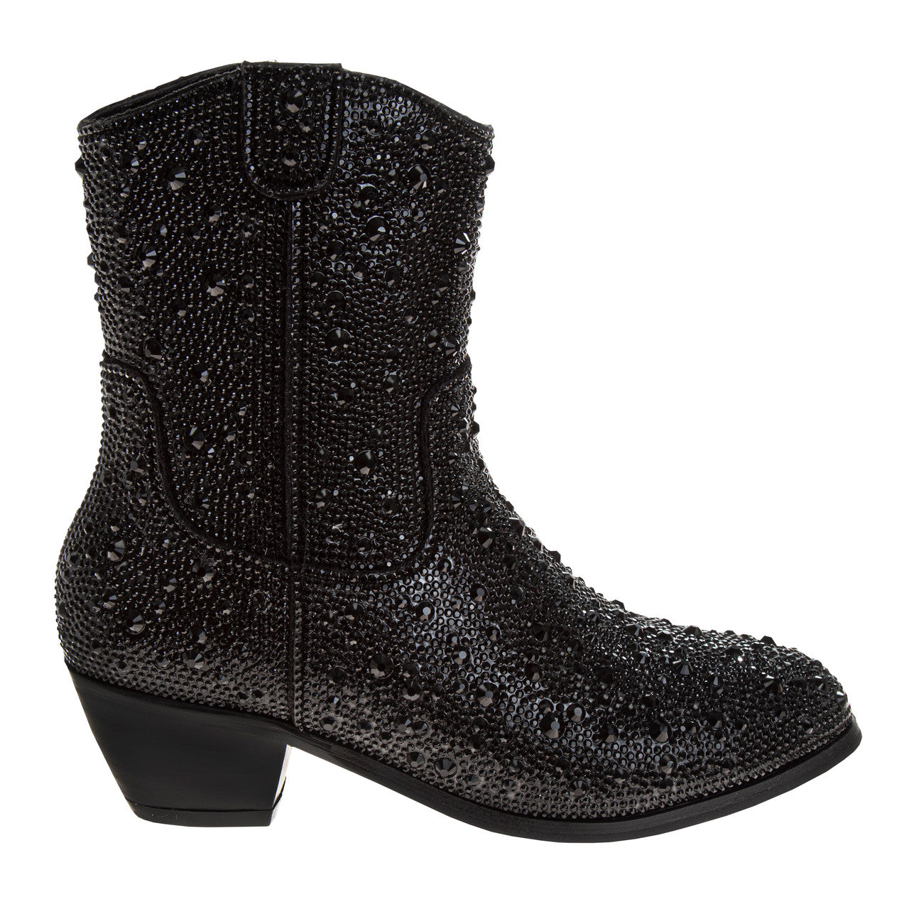 Black | Girls’ Sparkly Cowgirl Boots Side