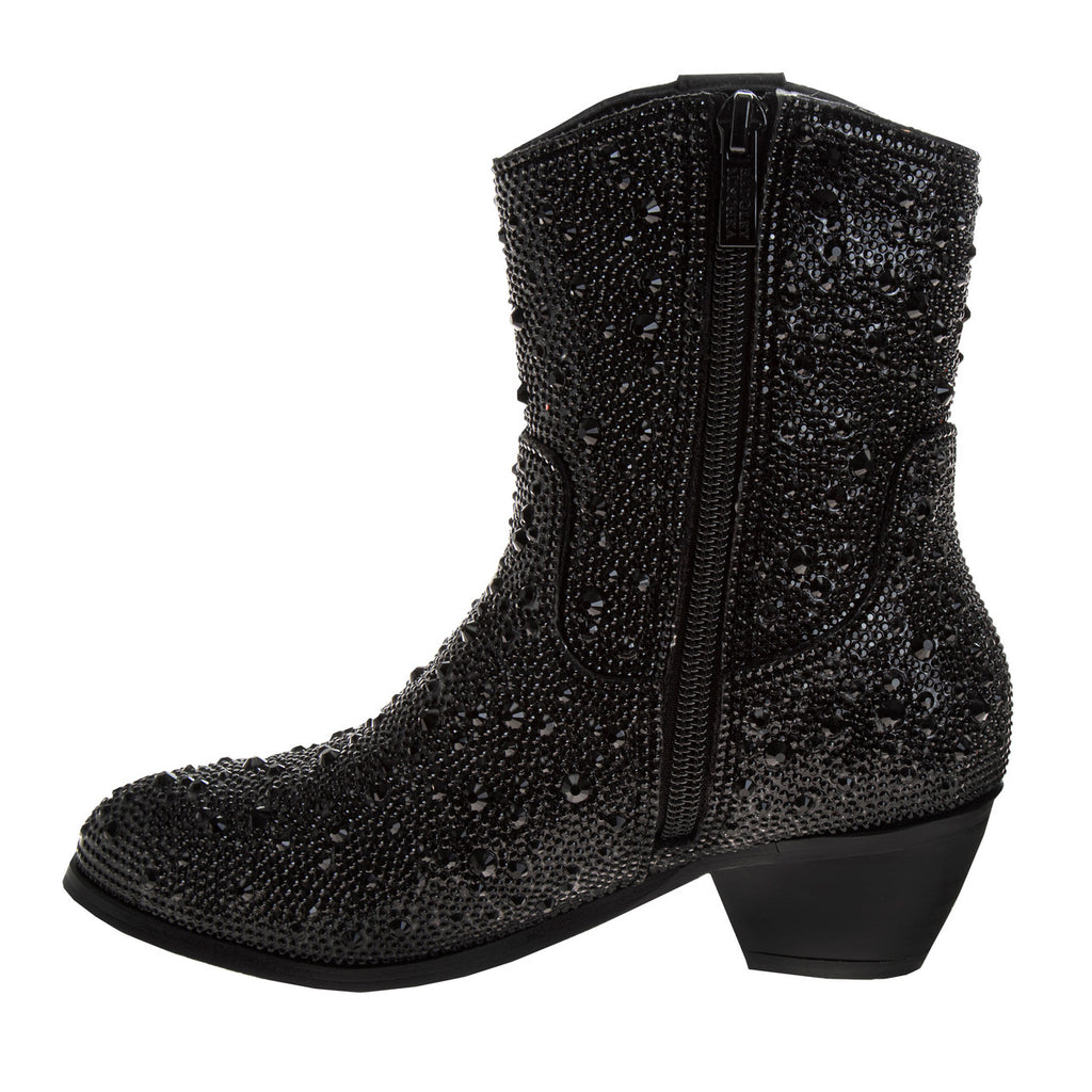 Black | Girls’ Sparkly Cowgirl Boots Alt Side