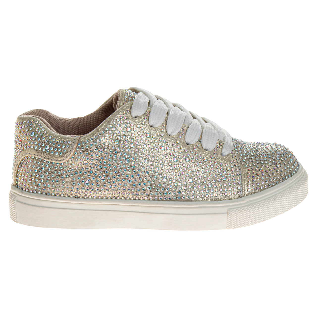 Gold | Girls' Crystal Rhinestone Sneakers Right Side