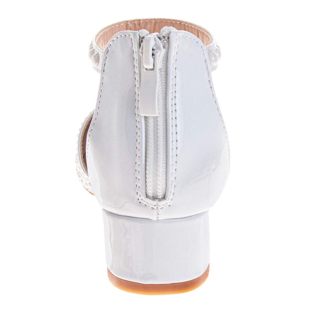 White | Girls' Ankle Strap Dress Shoes Back