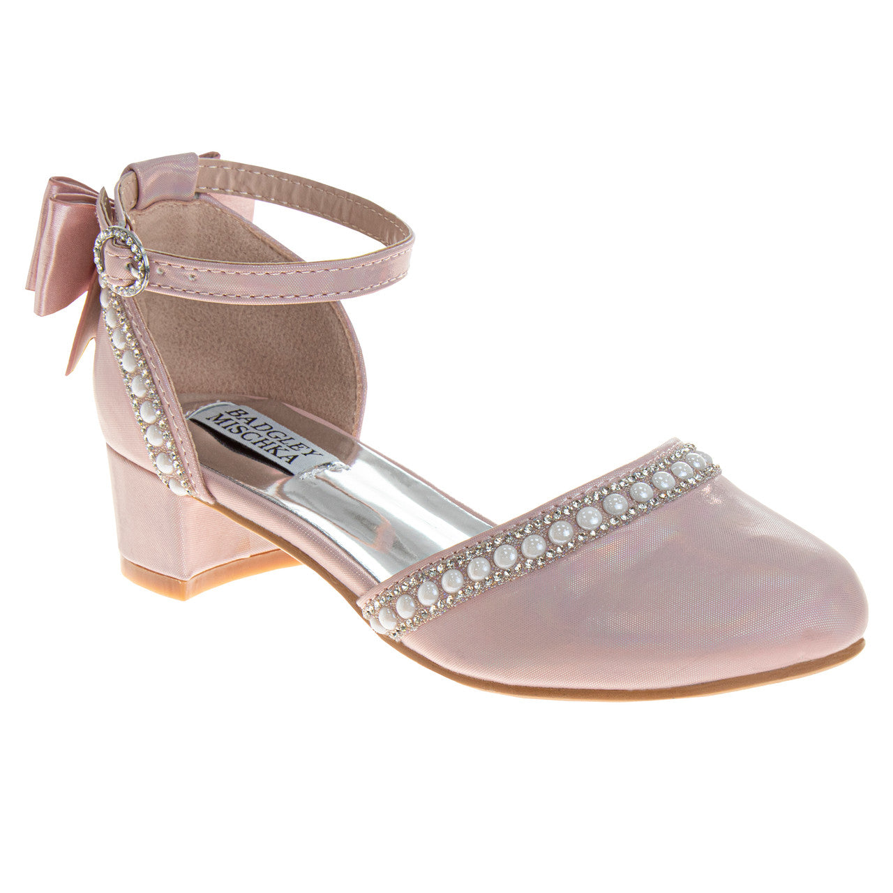 Pink | Girls' Bow d'Orsay Dress Shoes Front Side