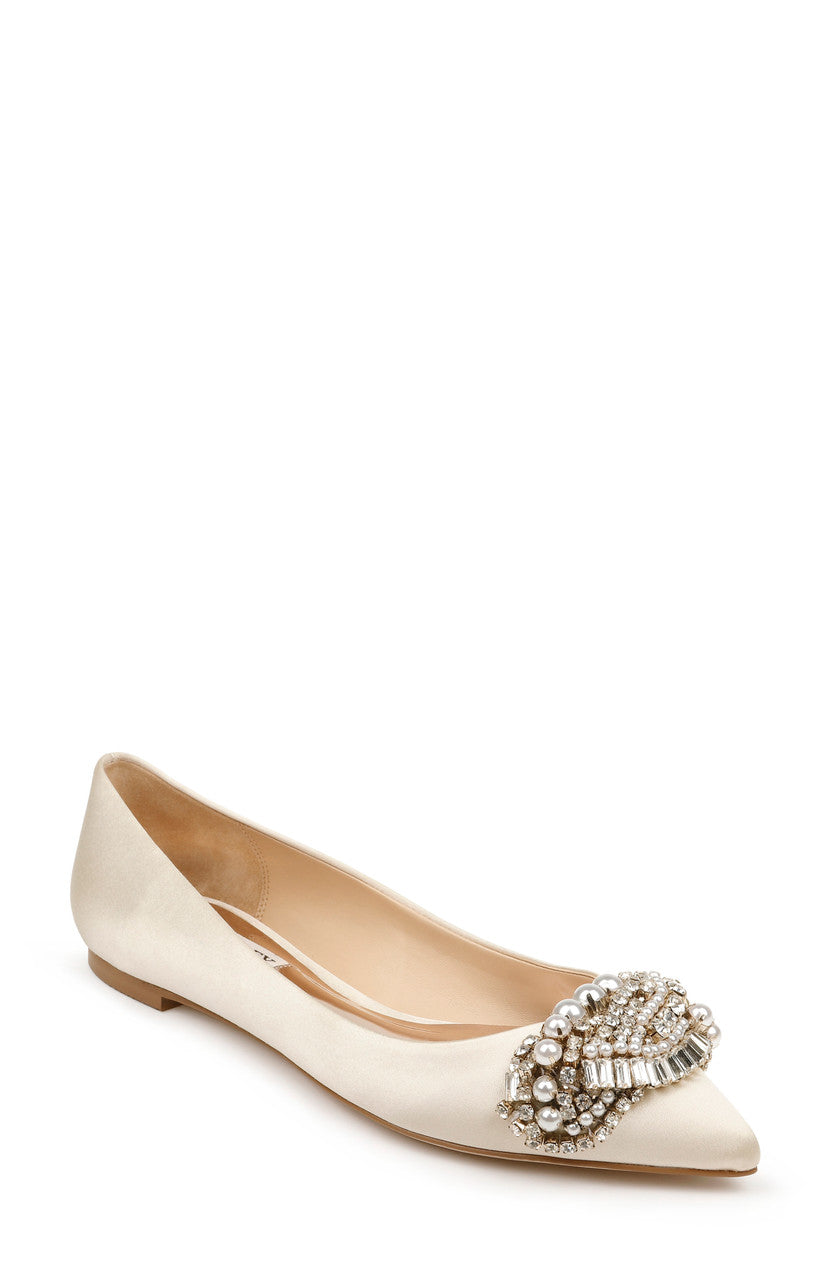 Ivory | Octavia Embellished Evening Flat